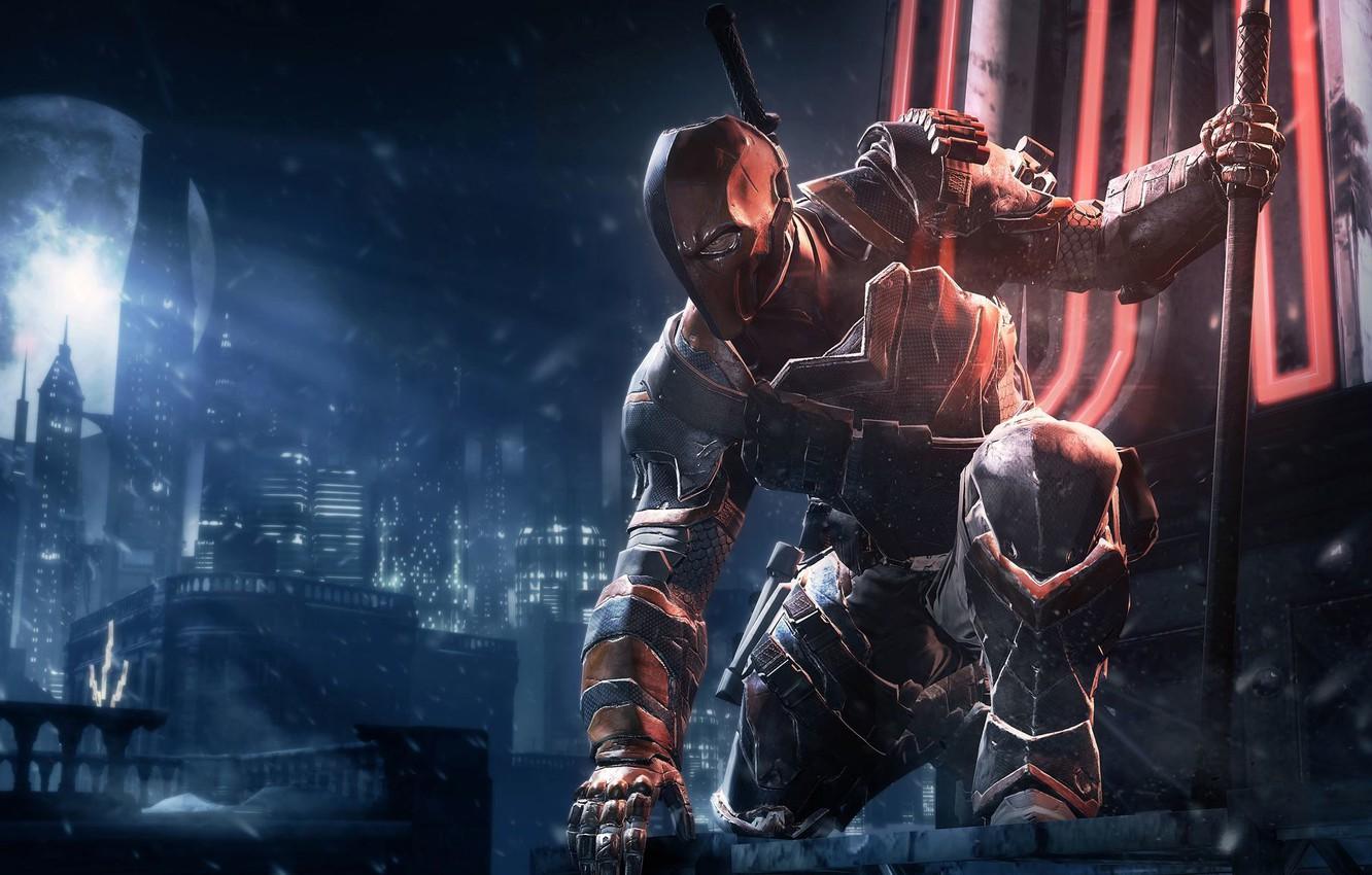 1332x850 Wallpaper snow, night, games, night, snow, Gotham, batman: arkham origins, deathstroke, gotham, Wayne enterprises image for desktop, section игры