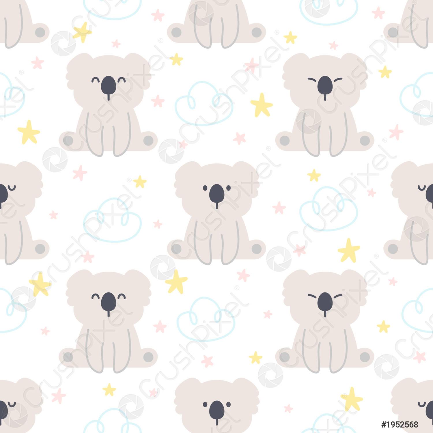 1500x1500 Cute koala and sky seamless pattern background