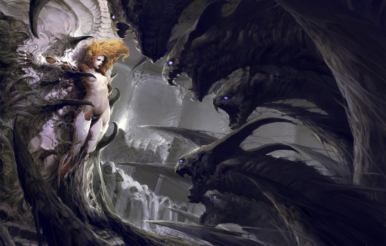1332x850 Wallpaper Girl, People, Art, Monsters, The Priests, Lee Sung Jae Image For Desktop, Section фантастика
