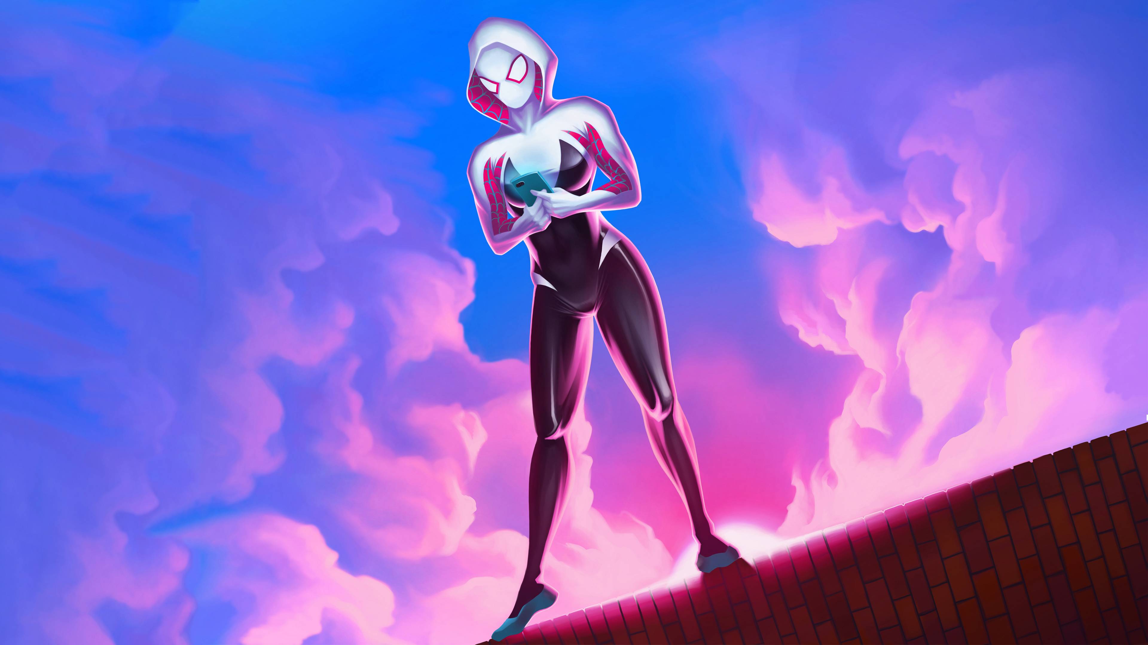 3840x2160 Spider Gwen Stacy Texting Wallpaper, HD Superheroes 4K Wallpaper, Image, Photo and Background