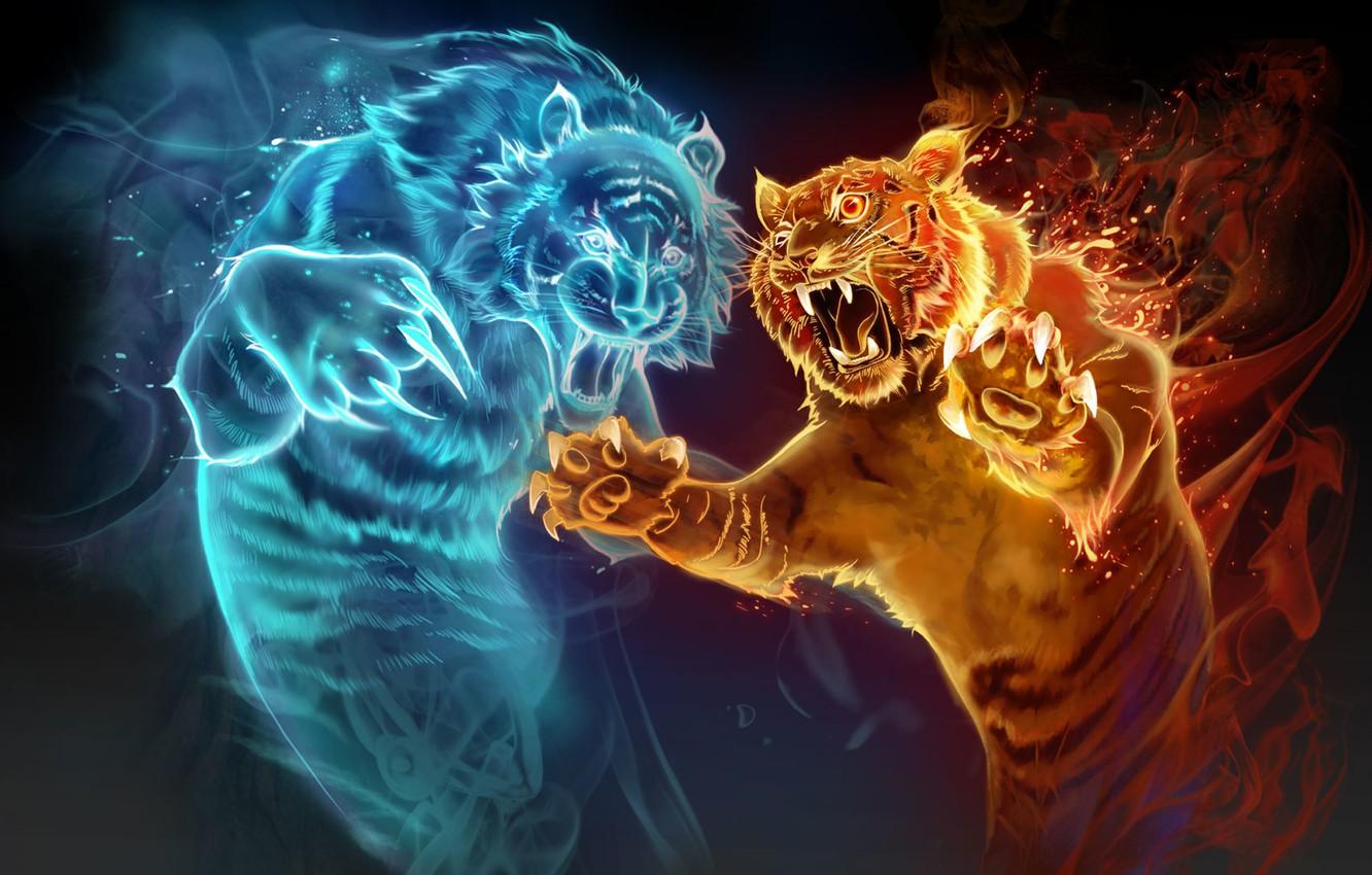 1332x850 Fire Tiger Wallpaper