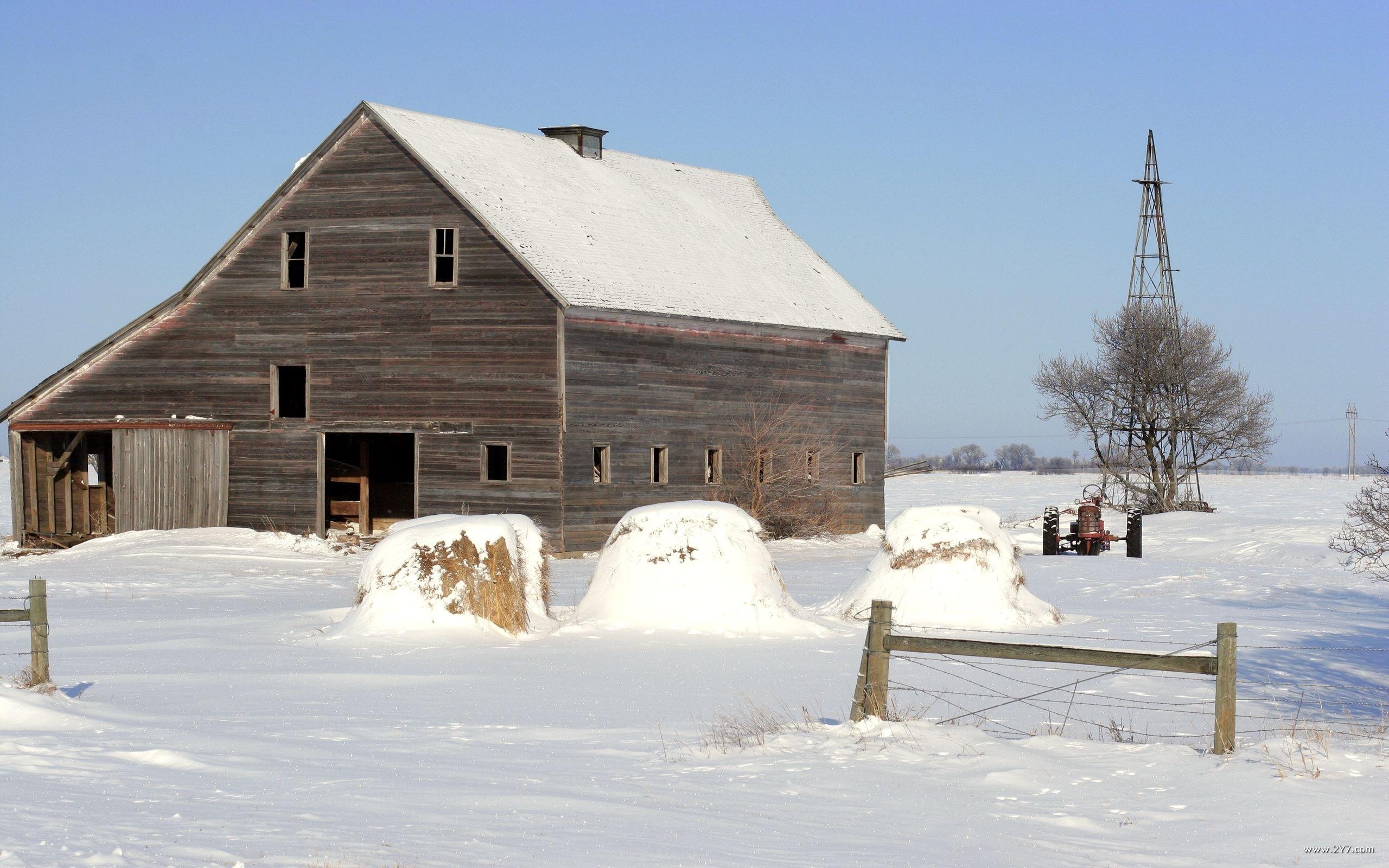 2560x1600 Winter Rural Landscape Wallpaper