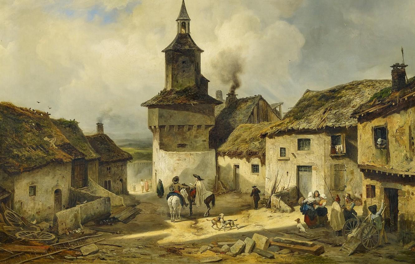 1332x850 Wallpaper French painter, French painter, oil on canvas, French village landscape, Julien Michel Gue, Julien Michel Hue, French rural landscape image for desktop, section живопись
