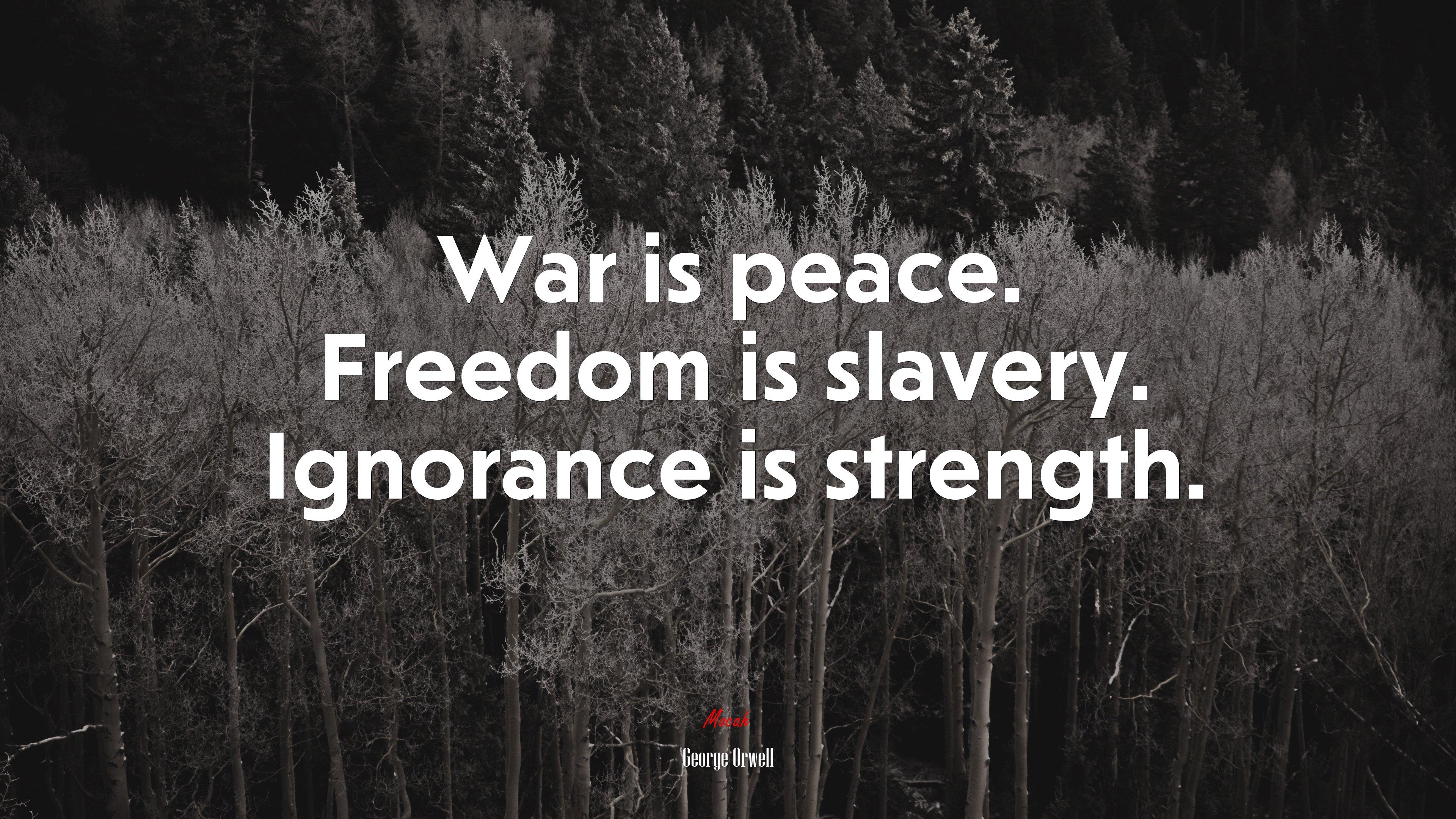 3840x2160 War is peace. Freedom is slavery. Ignorance is strength. George Orwell quote, 4k wallpaper. Mocah HD Wallpaper