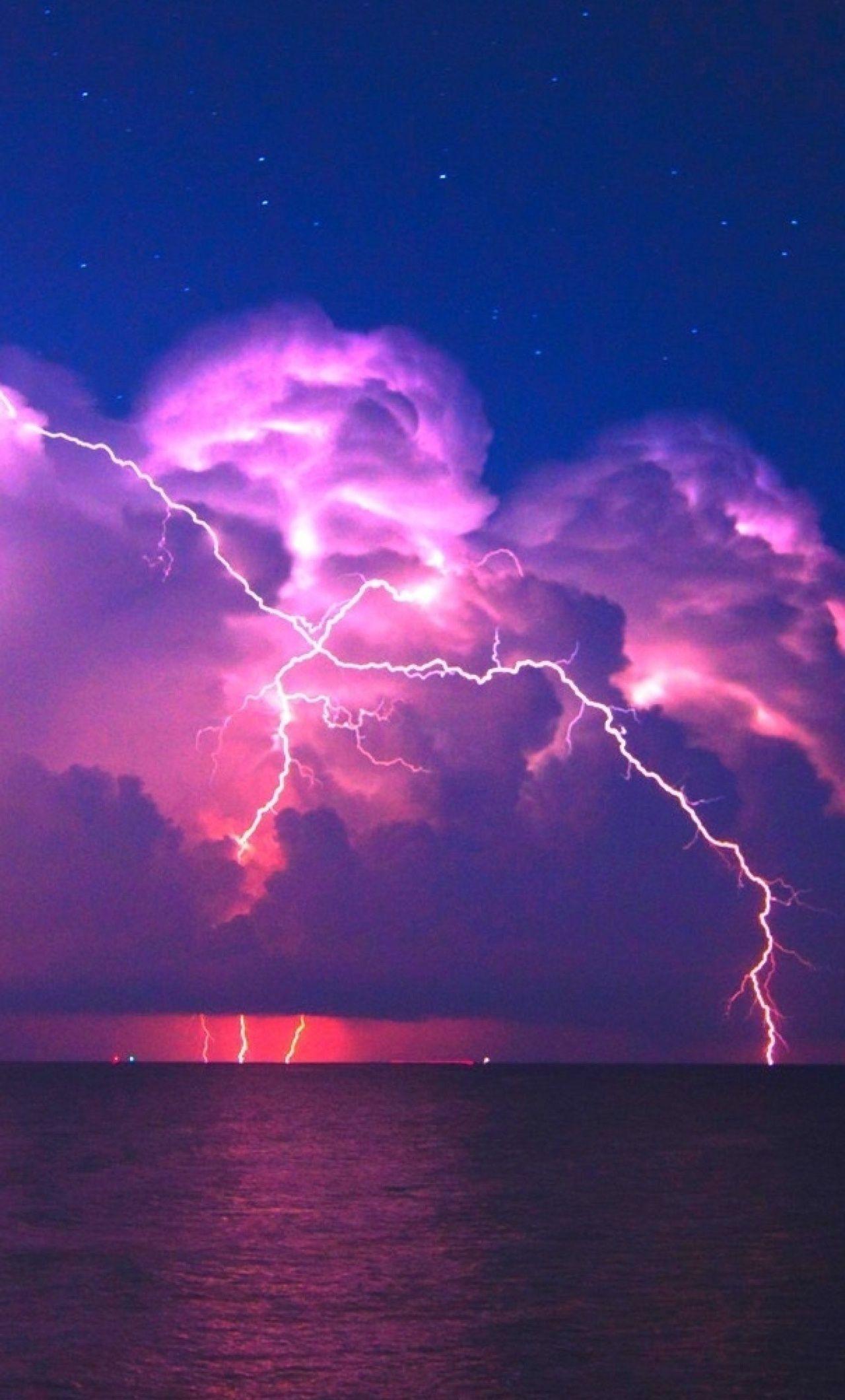 1280x2120 Pink Lightning Wallpaper