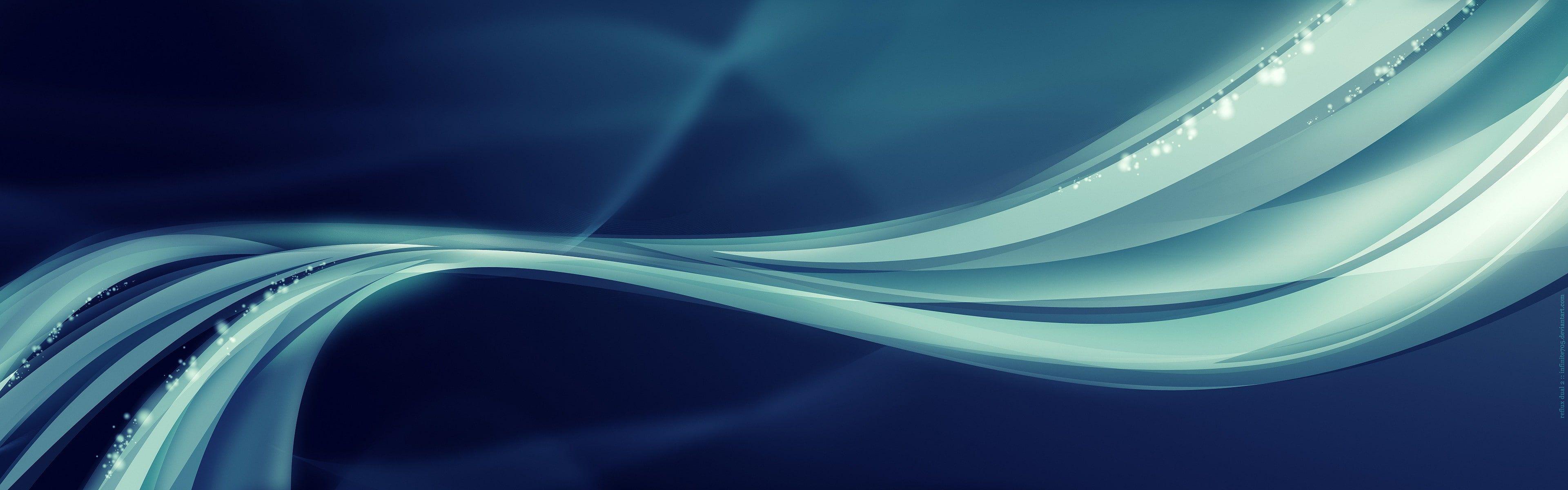 3840x1200 multiple display #minimalism digital art blue background #waveforms #shapes #blue K #wallpaper. Simple background, Blue background wallpaper, Blue background