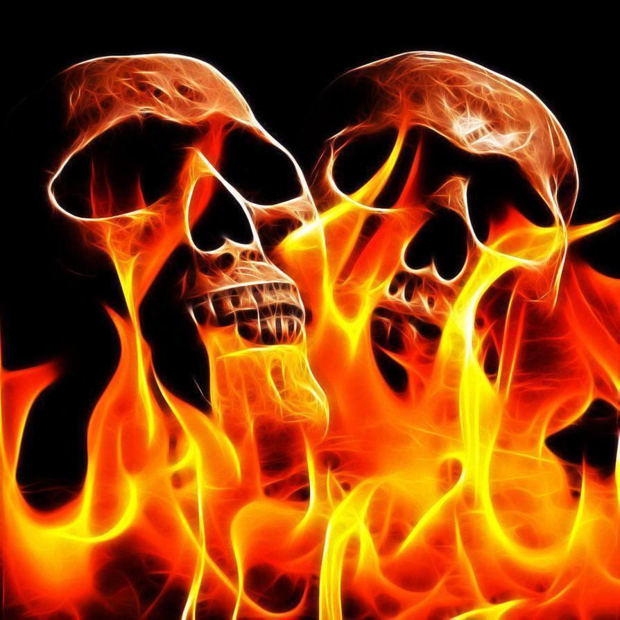 894x894 Burning Skull Wallpaper