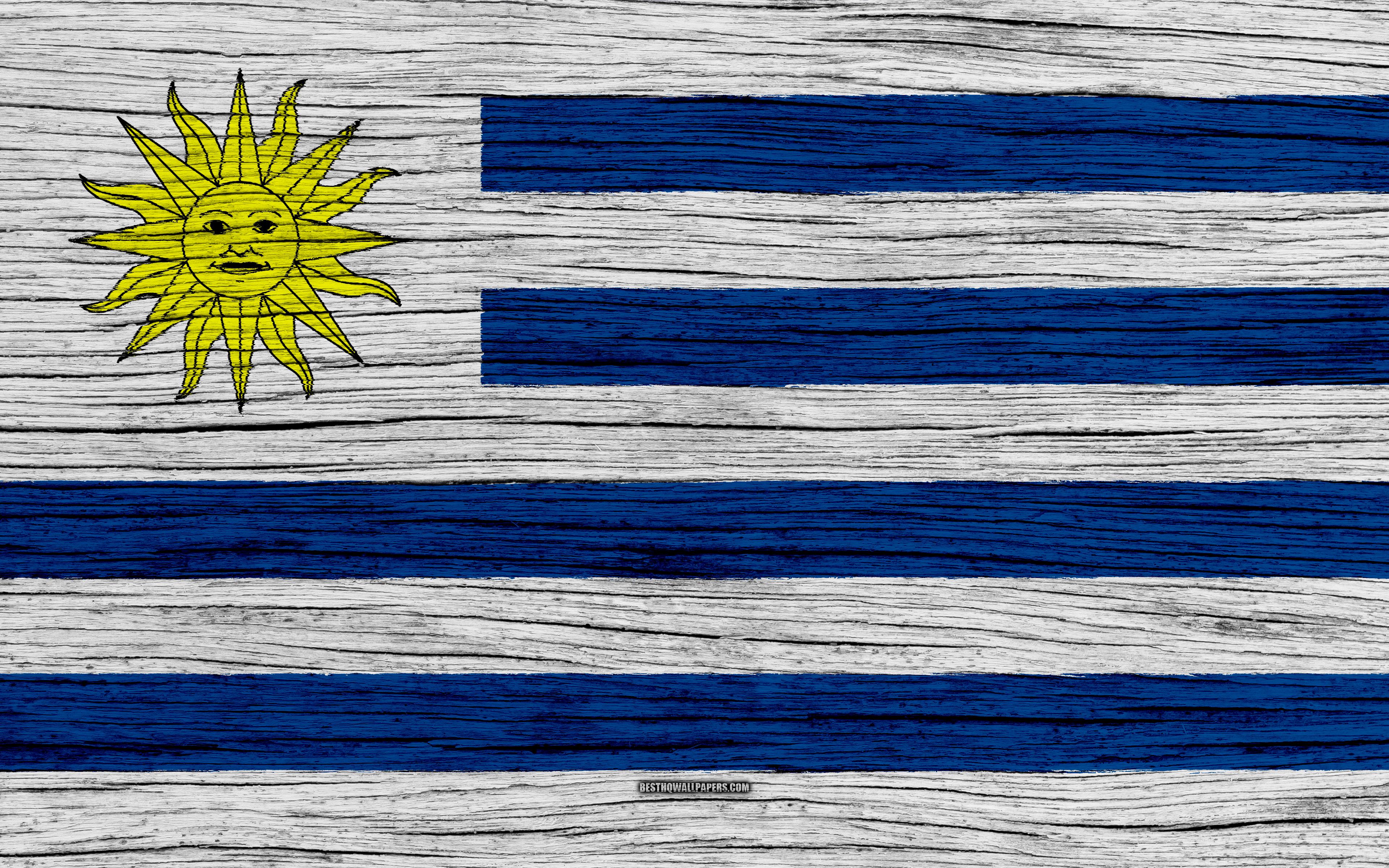 3840x2400 Download wallpaper Flag of Uruguay, 4k, South America, wooden texture, Uruguayan flag, national symbols, Uruguay flag, art, Uruguay for desktop with resolution 3840x2400. High Quality HD picture wallpaper