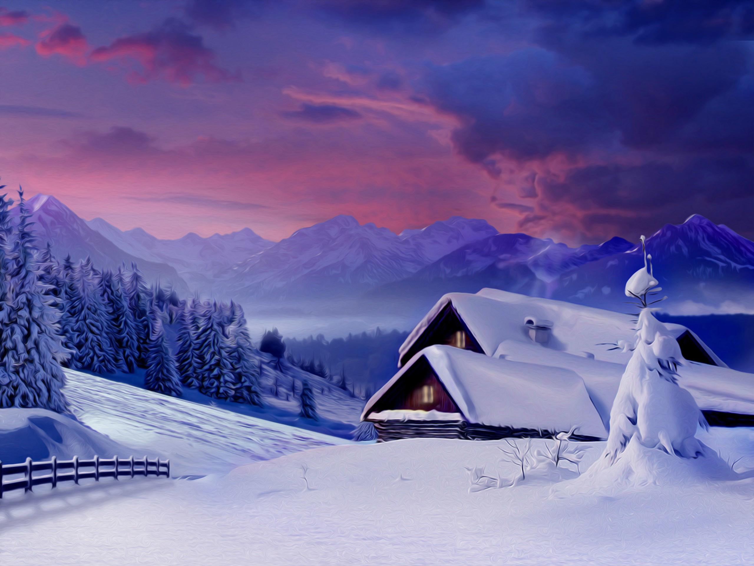 2560x1920 Desktop Wallpaper Snowy Night Scenes