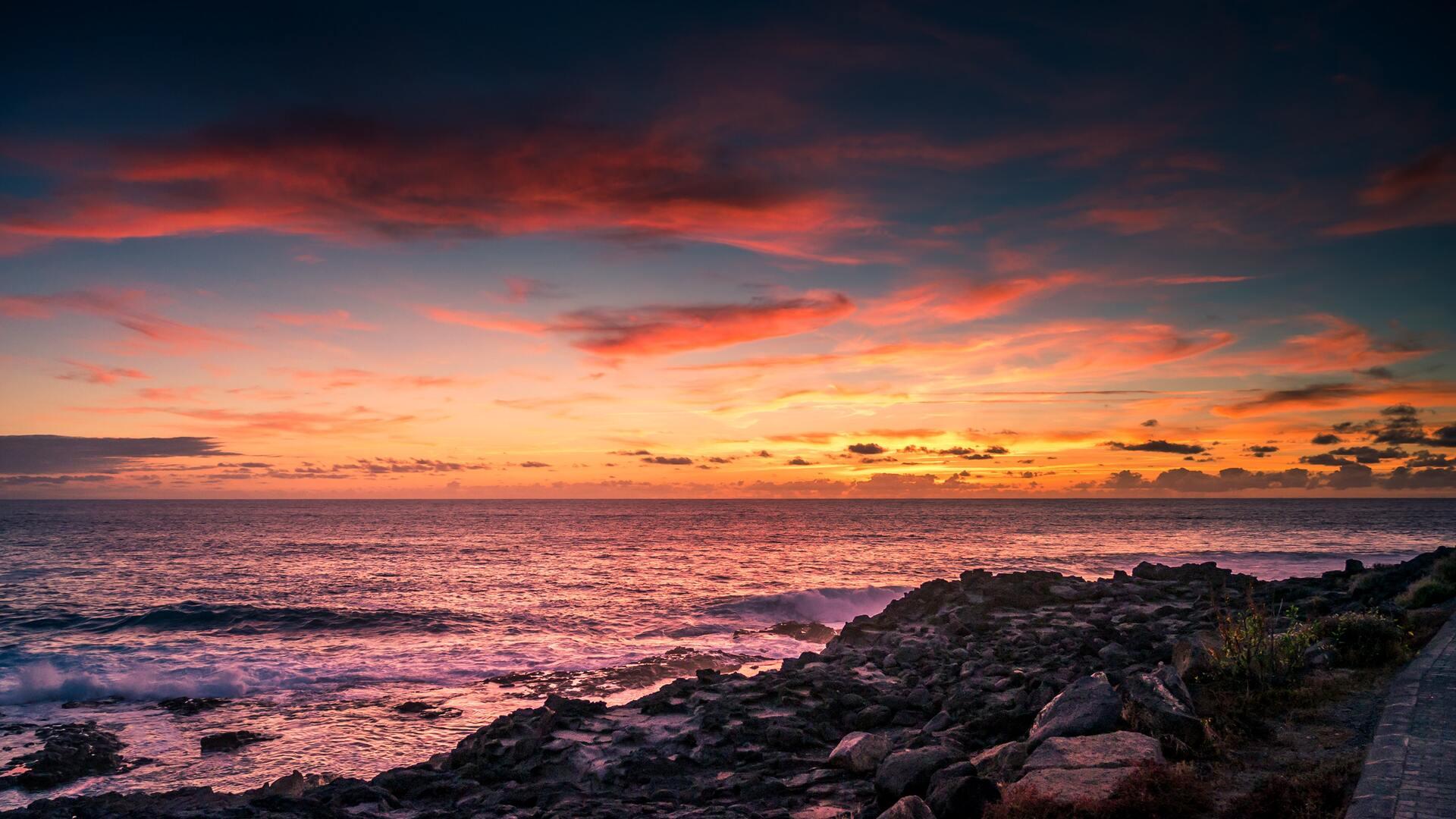 1920x1080 Scenic View Of Beach In Evening Laptop Full HD 1080P HD 4k Wallpaper, Image, Background, Photo and Picture