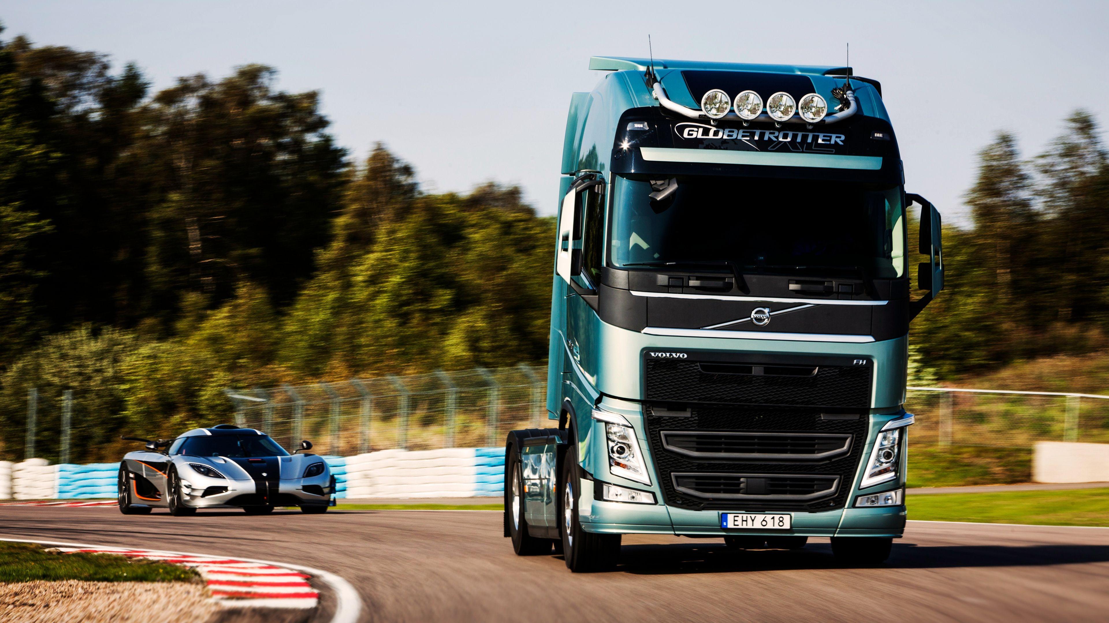 3840x2160 Volvo Truck And Car volvo wallpaper, truck wallpaper, track wallpaper, racing wallpaper, cars wallpaper. Volvo trucks, Koenigsegg, Volvo