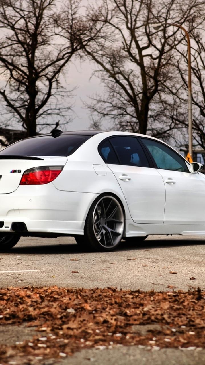 720x1280 M Bmw, Bmw, E Parking, Sedan, White, White, Rear E60 Wallpaper iPhone