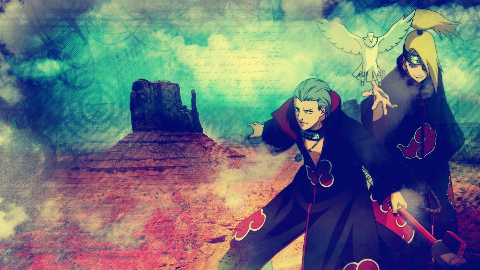 1920x1080 deidara wallpaper, sky, illustration, cartoon, art, anime, cool, cg artwork, black hair, visual arts, painting