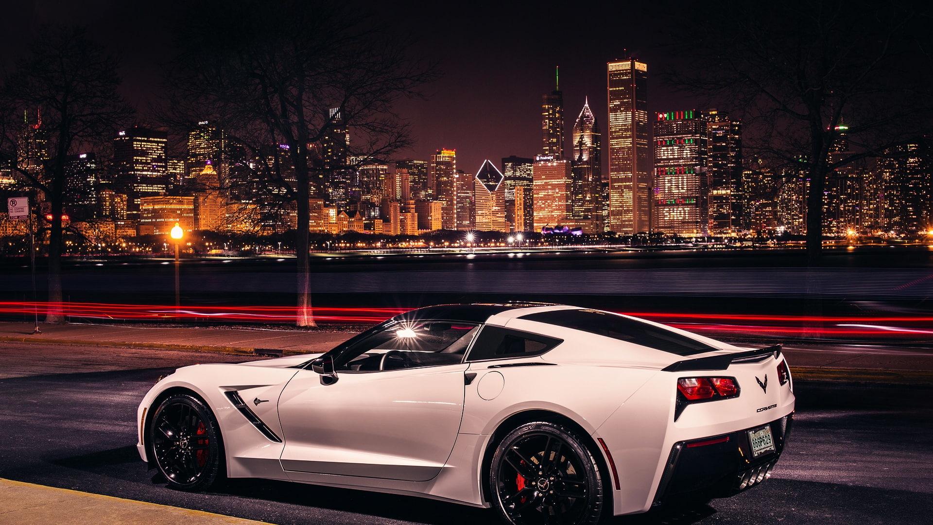 1920x1080 White Corvette Wallpaper