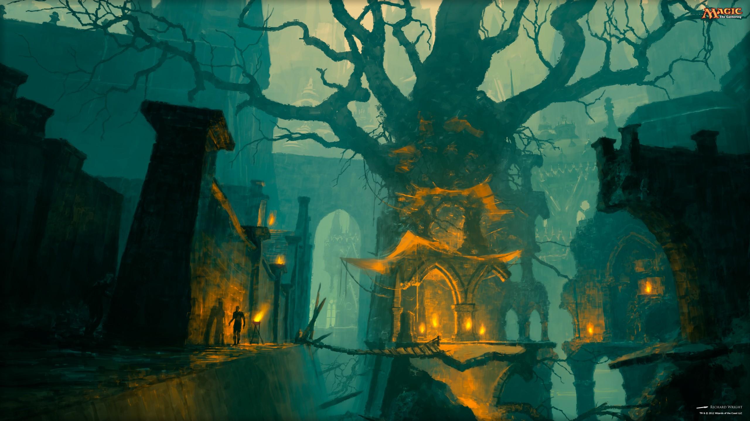 2560x1440 #magic, #Gruul, #bridge, #trees, #Magic: The Gathering, wallpaper. Mocah HD Wallpaper