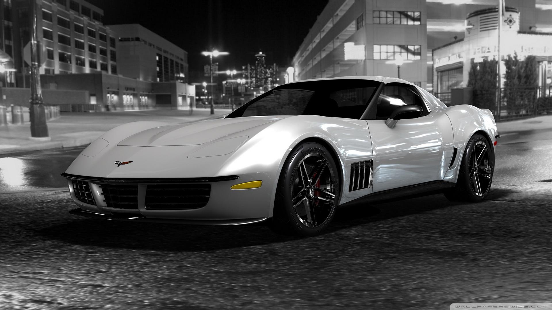 1920x1080 Chevrolet Corvette Stingray Black And White wallpaperx1080