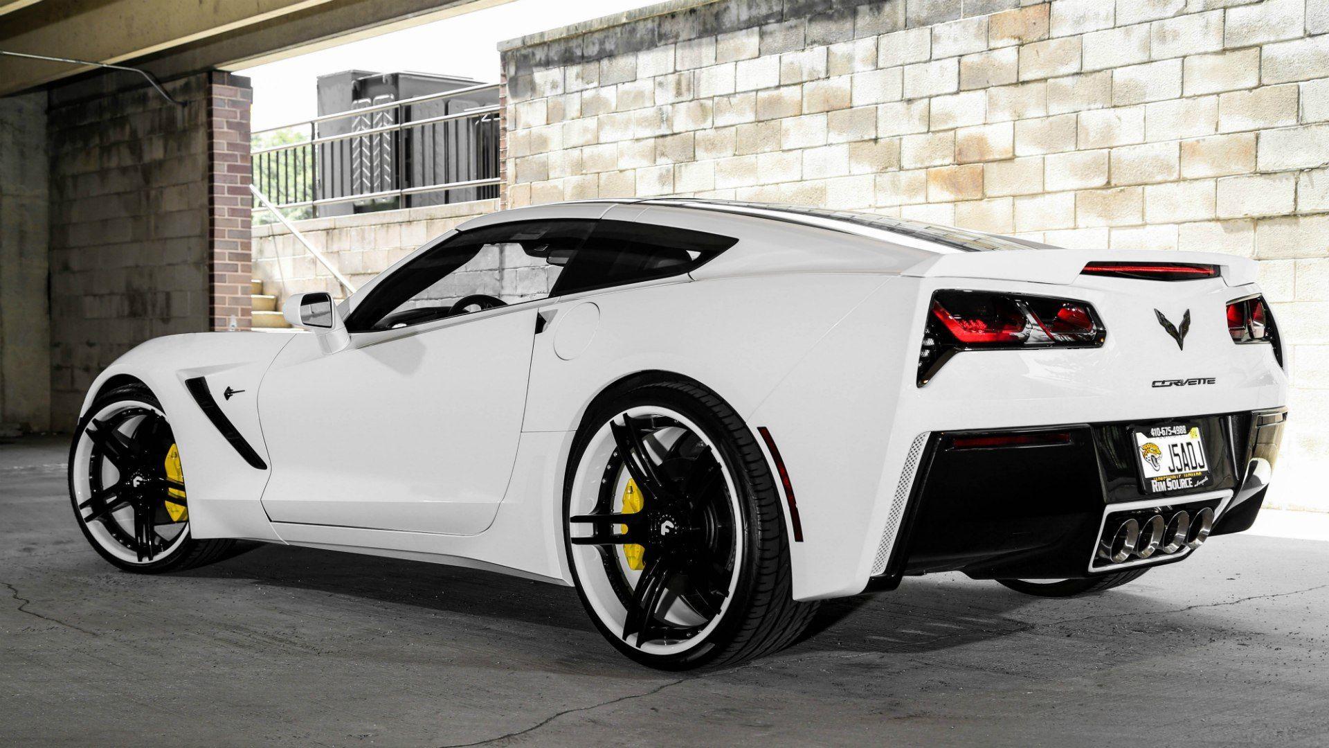 1920x1080 White Corvette Wallpaper