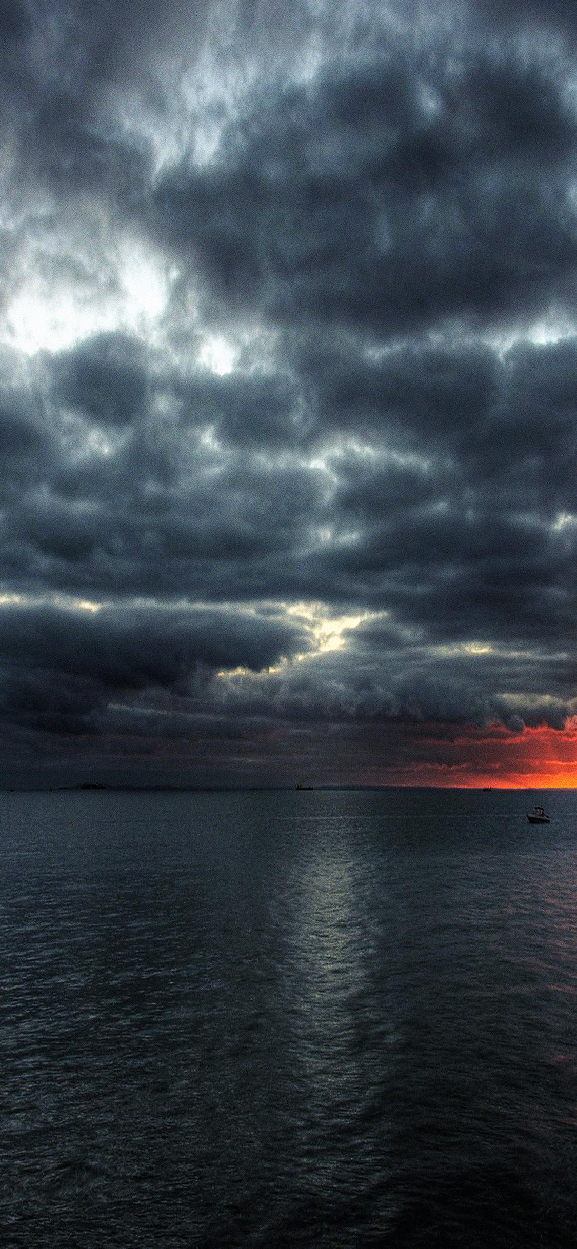 1125x2436 Wallpaper Dark Sea Storm Night Ocean