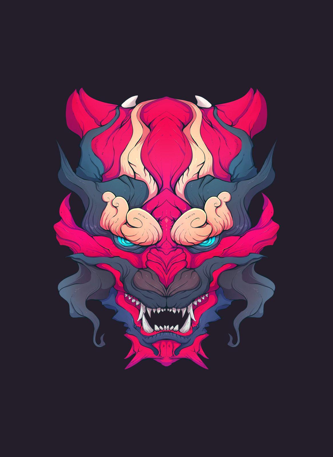 1165x1600 Yokai Mask Artwork RNBD6. Japanese Art, Concept Art Characters, Japanese Drawings