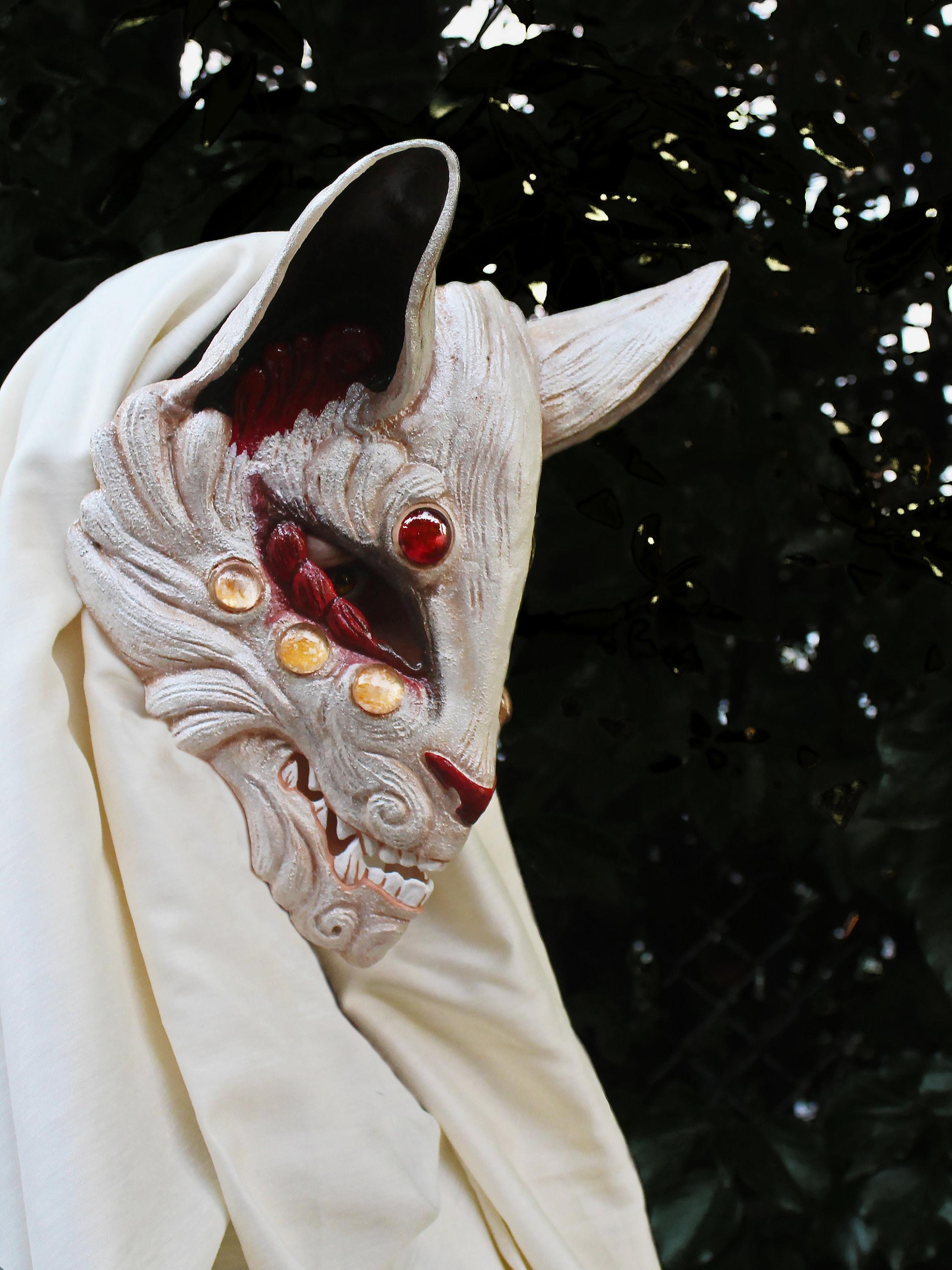 2250x3000 MADE TO ORDER Kitsune mask japanese pearl white fox yokai