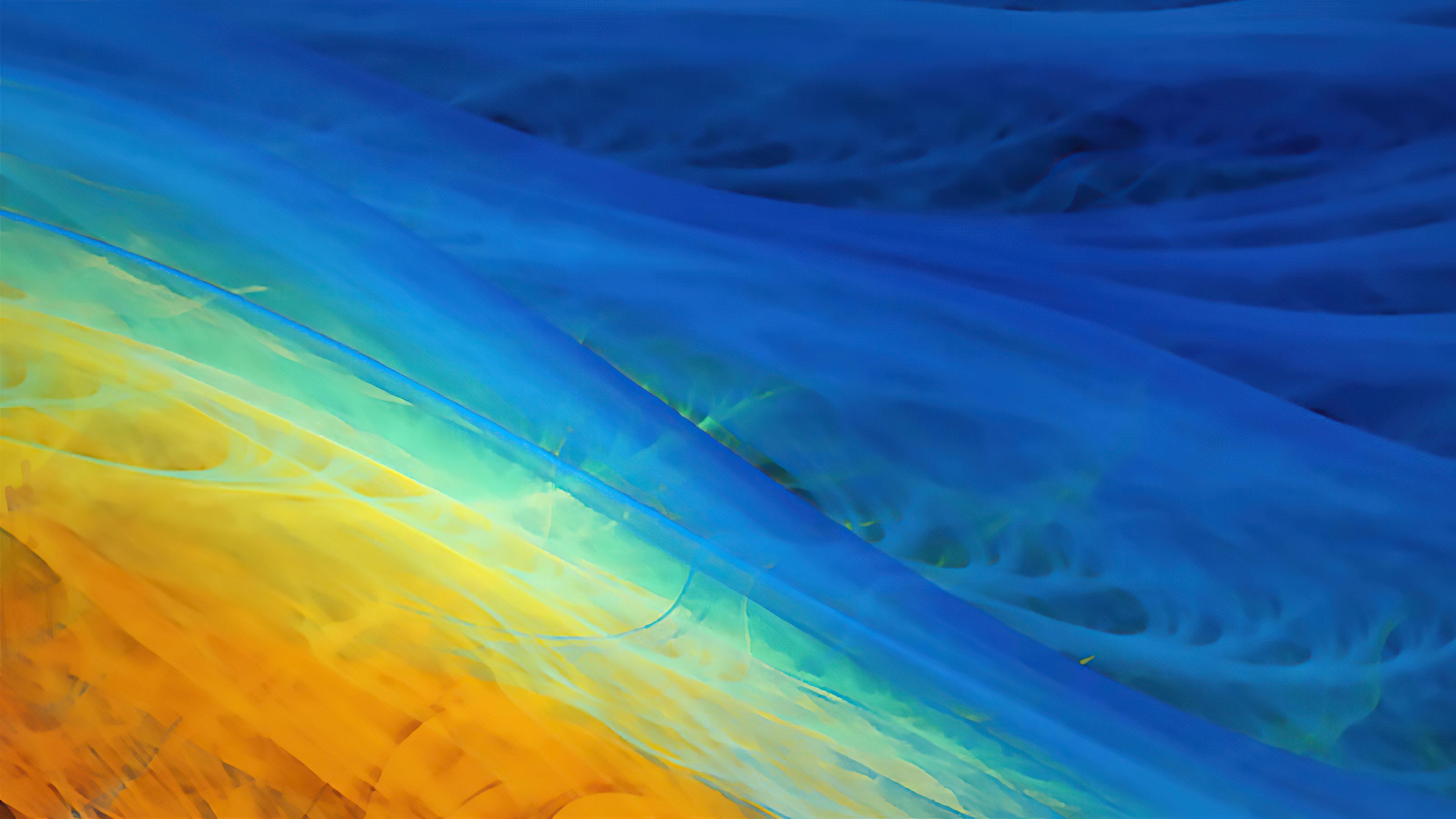 3840x2160 Yellow and Blue Color Abstract Painting 4K HD Abstract Wallpaper