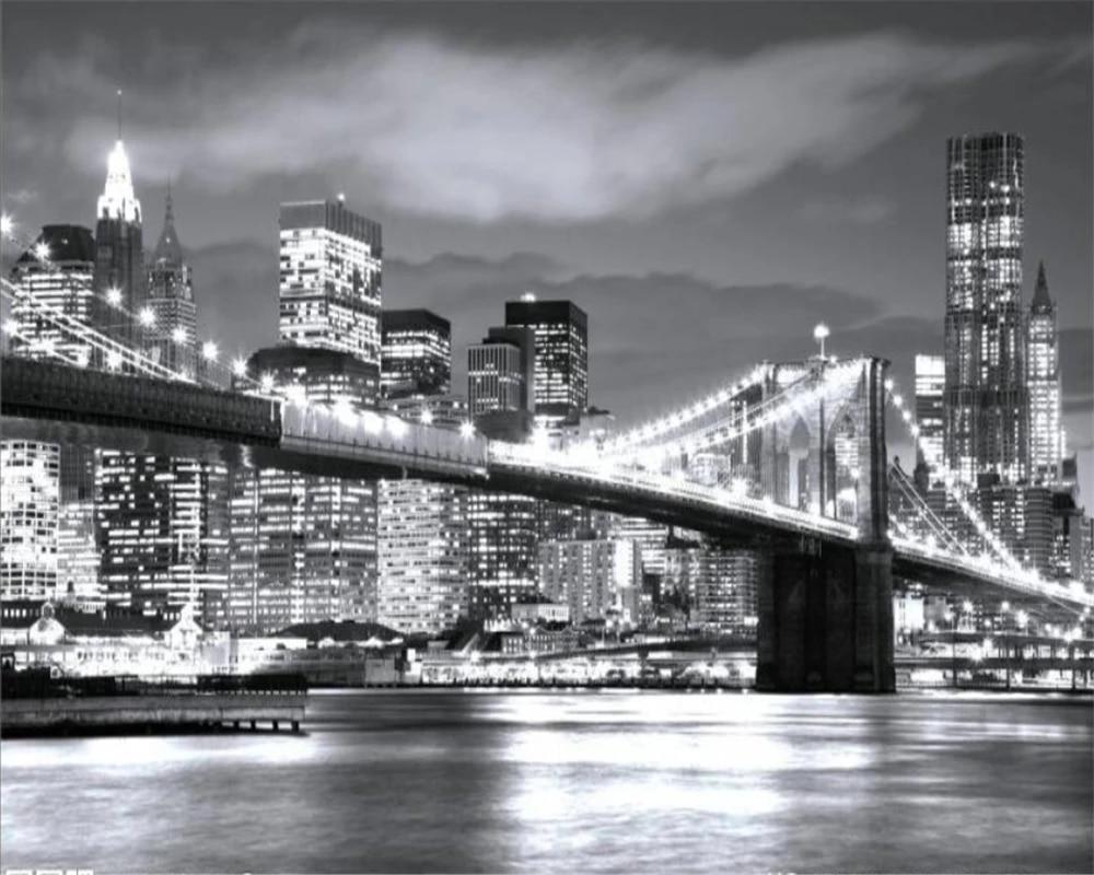 1000x800 Customized wallpaper city night view black and white bridge wallpaper 3D TV living room home background wall decoration painting. wallpaper 3. wallpaper 3D new yorkmural wallpaper