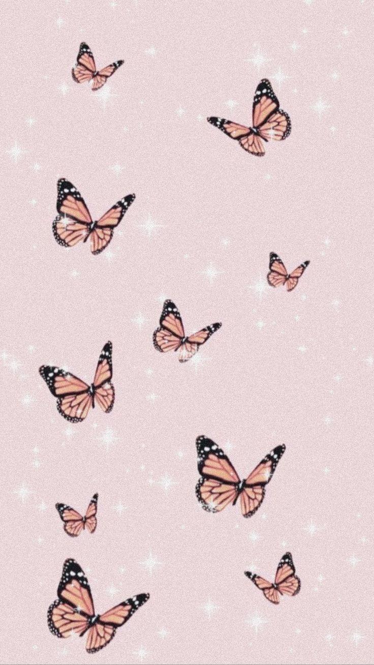 736x1308 Pink butterfly background. Butterfly background, iPhone wallpaper sky, Cute patterns wallpaper