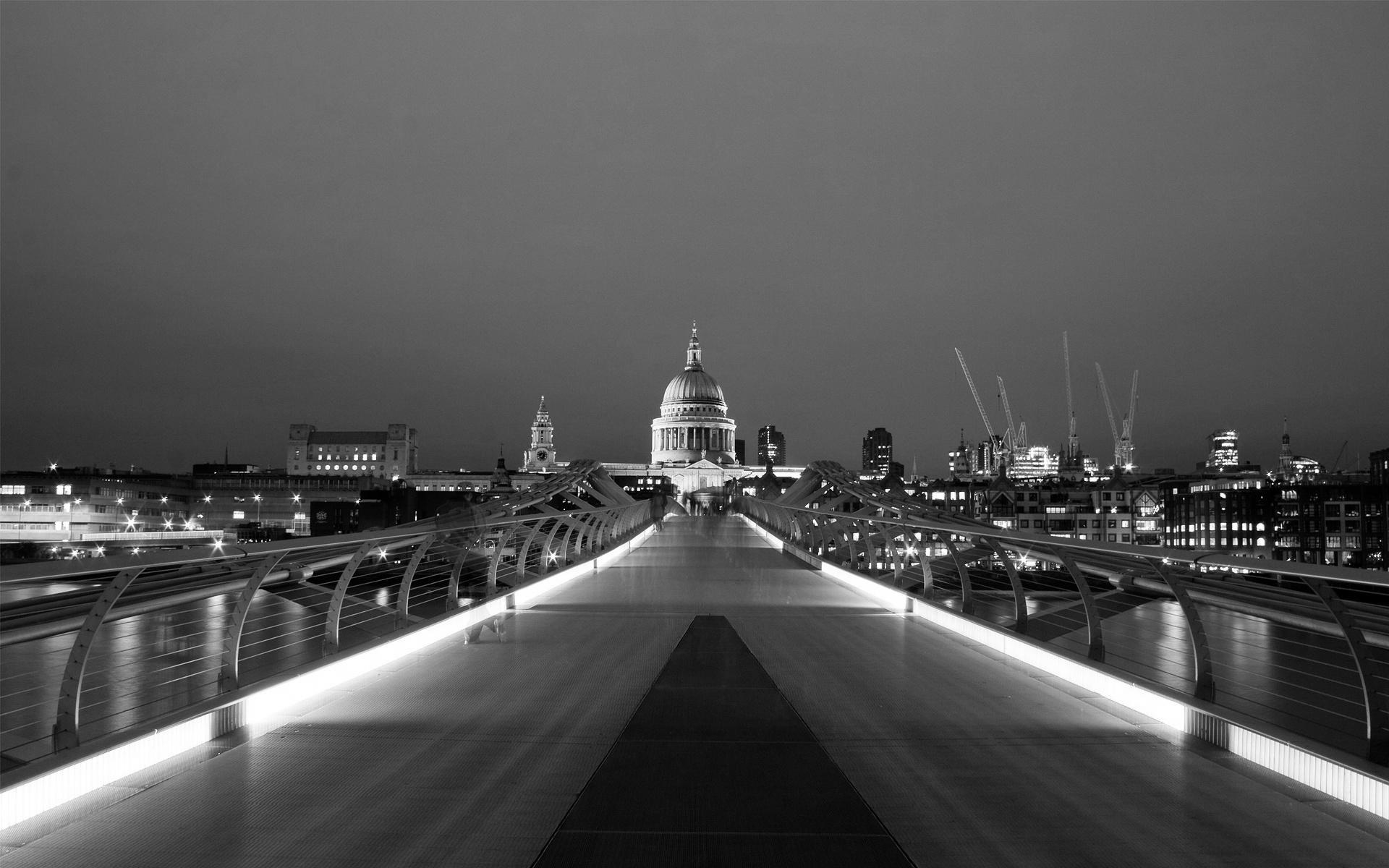 1920x1200 Travel & World Black And White Millennium Bridge London Wallpaper
