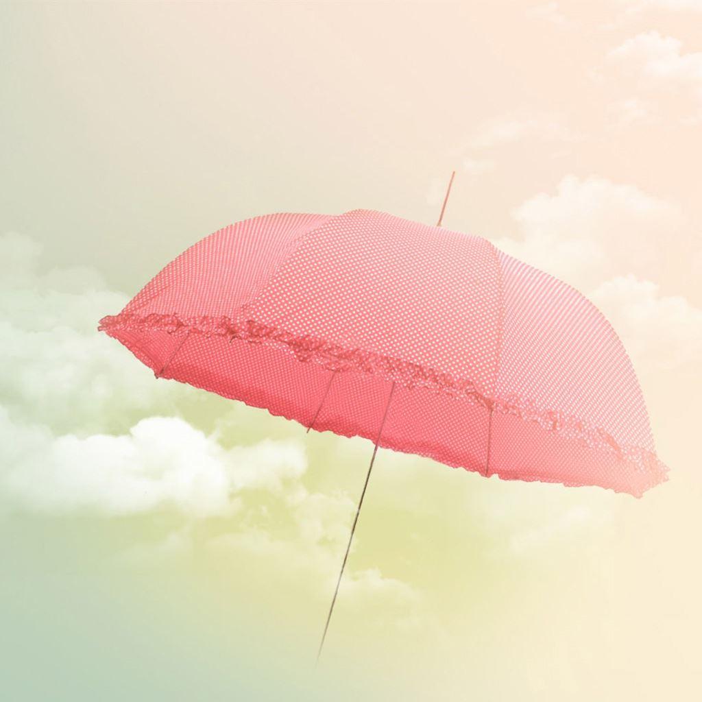 1024x1024 Pink Dotted Umbrella iPad Wallpaper Free Download