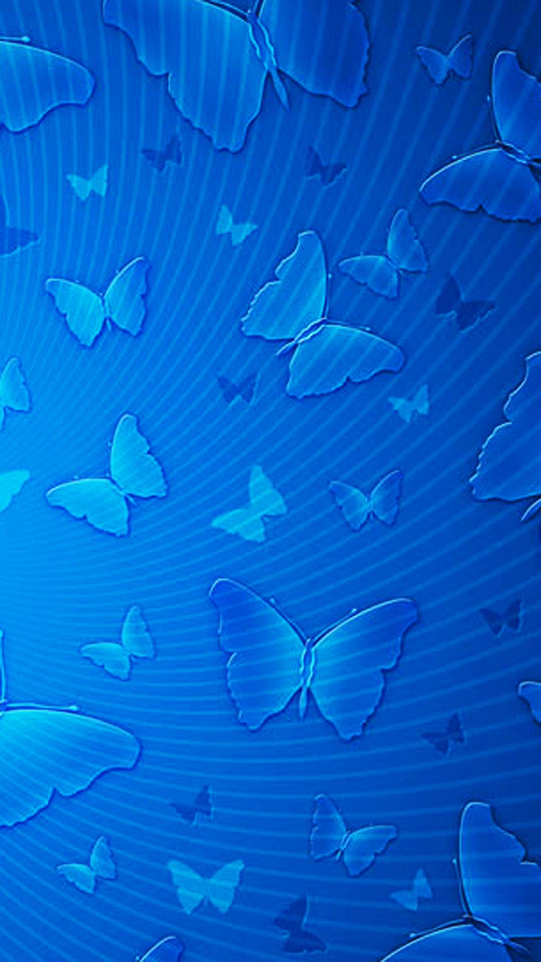 1080x1920 Blue Butterflies Pattern Android Wallpaper free download