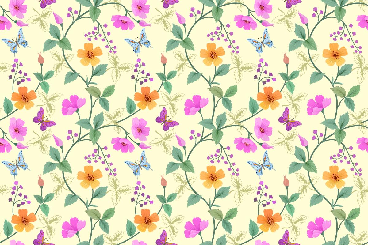 1200x800 Flowers and Butterfly Pattern. Graphic by ranger262 · Creative Fabrica