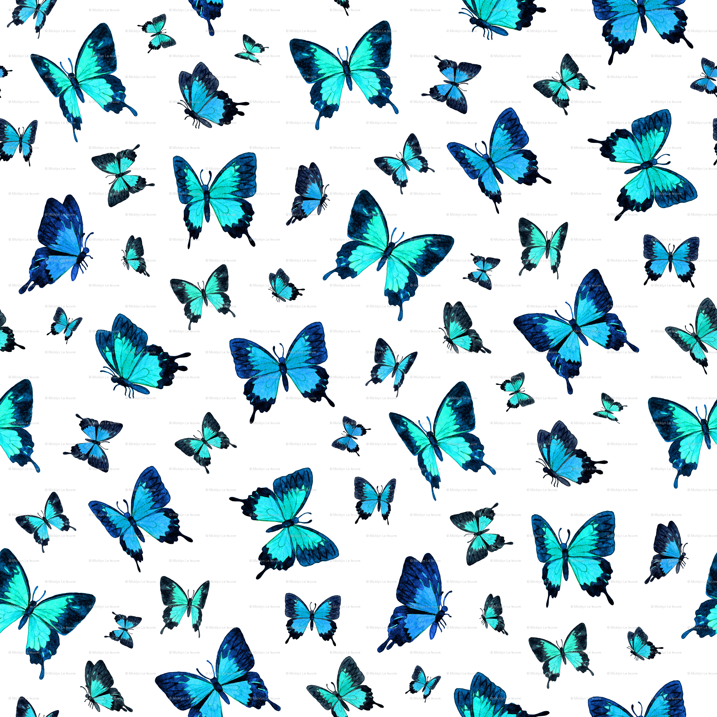 2500x2500 Watercolor Wallpaper Blue Butterfly