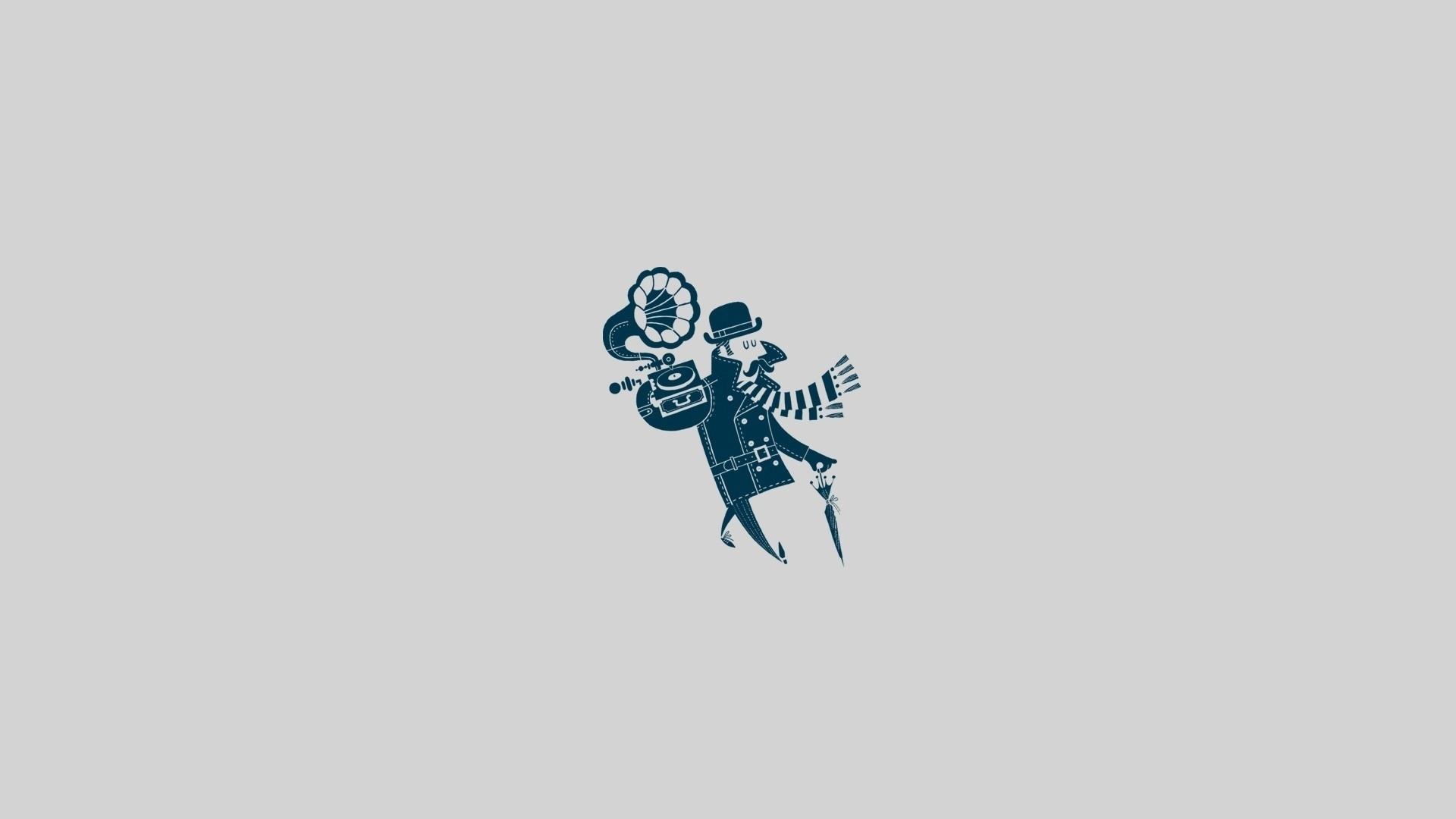 1920x1080 music, Humor, Funny, Minimal, Vector, Retro, Men, Males, Umbrella, Hat Wallpaper HD / Desktop and Mobile Background