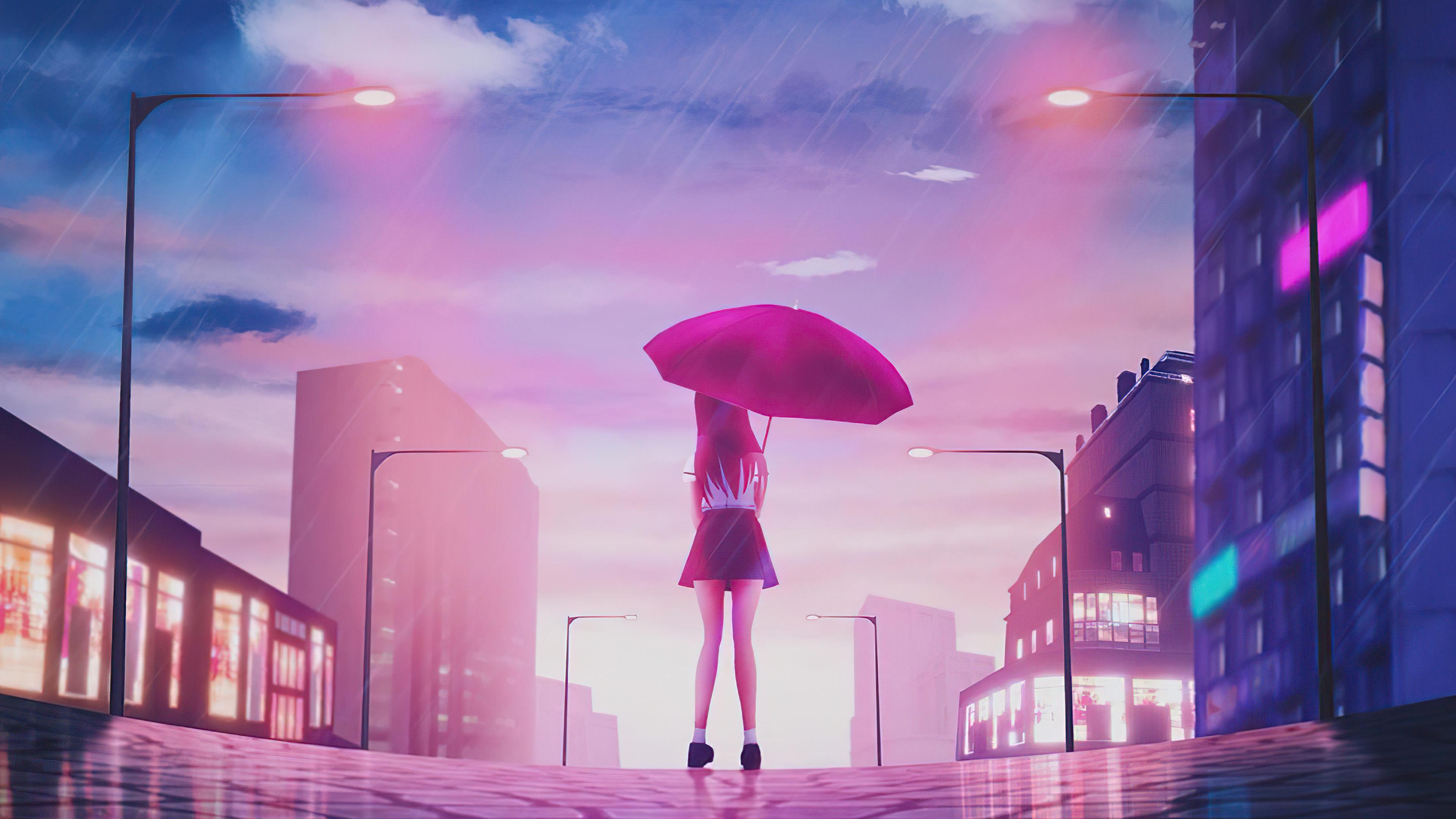 3840x2160 Wallpaper 4k Girl Umbrella Rain 4k Wallpaper