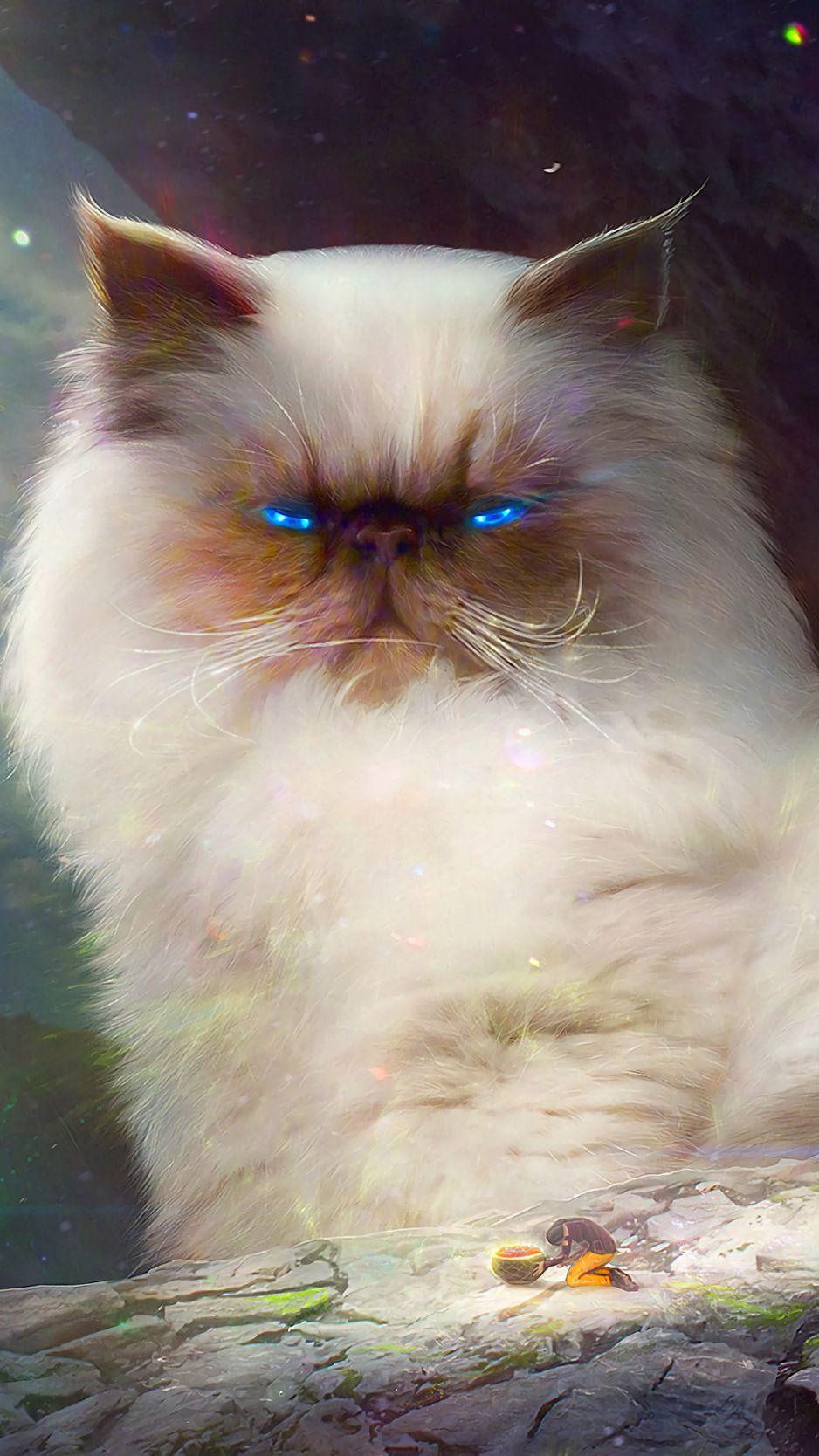 938x1668 Download Wallpaper 938x1668 Cat, King, View, Fantasy, Art, Majestic Iphone 8 7 6s 6 For Parallax HD Background