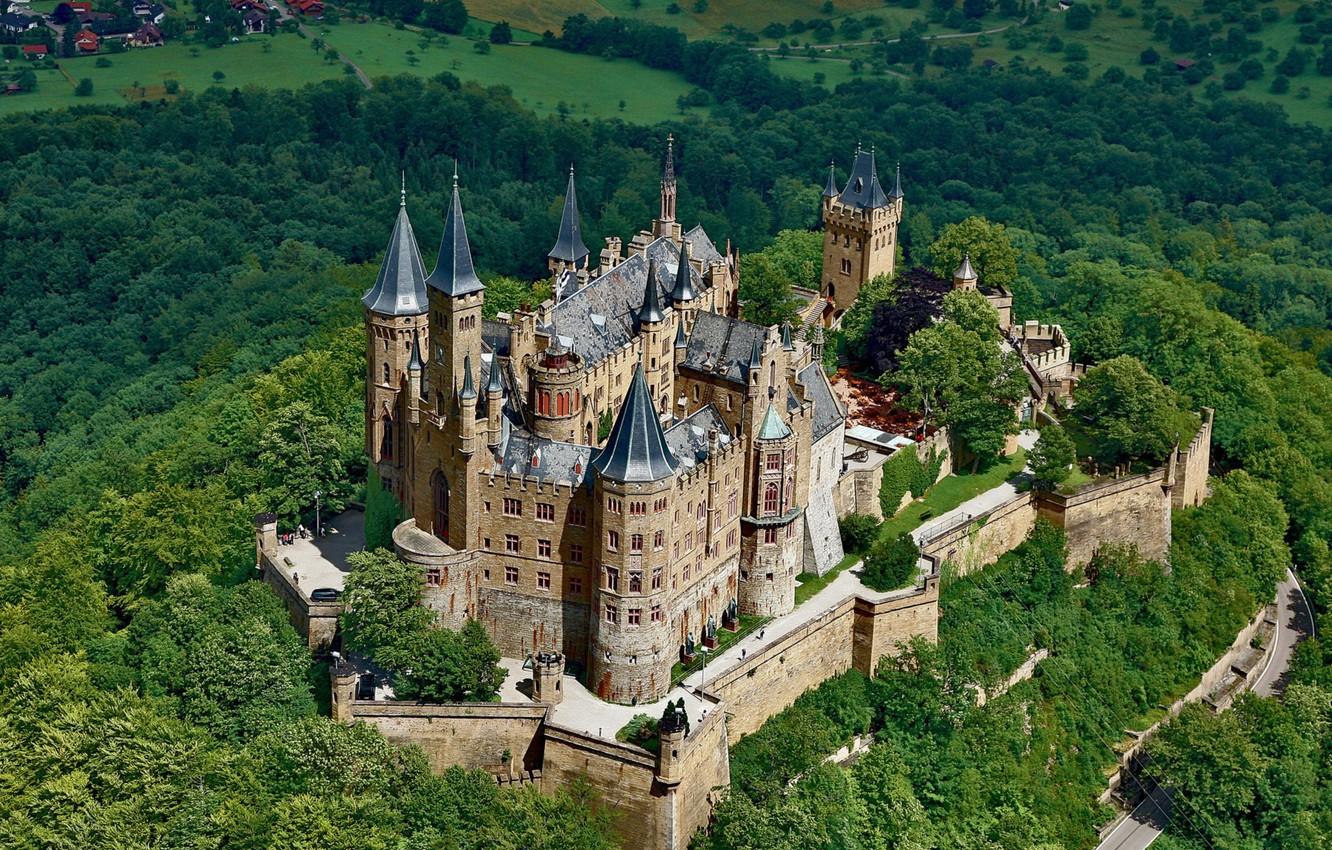 1332x850 Wallpaper trees, castle, Germany, Hohenzollern, Hohenzollern Castle image for desktop, section город