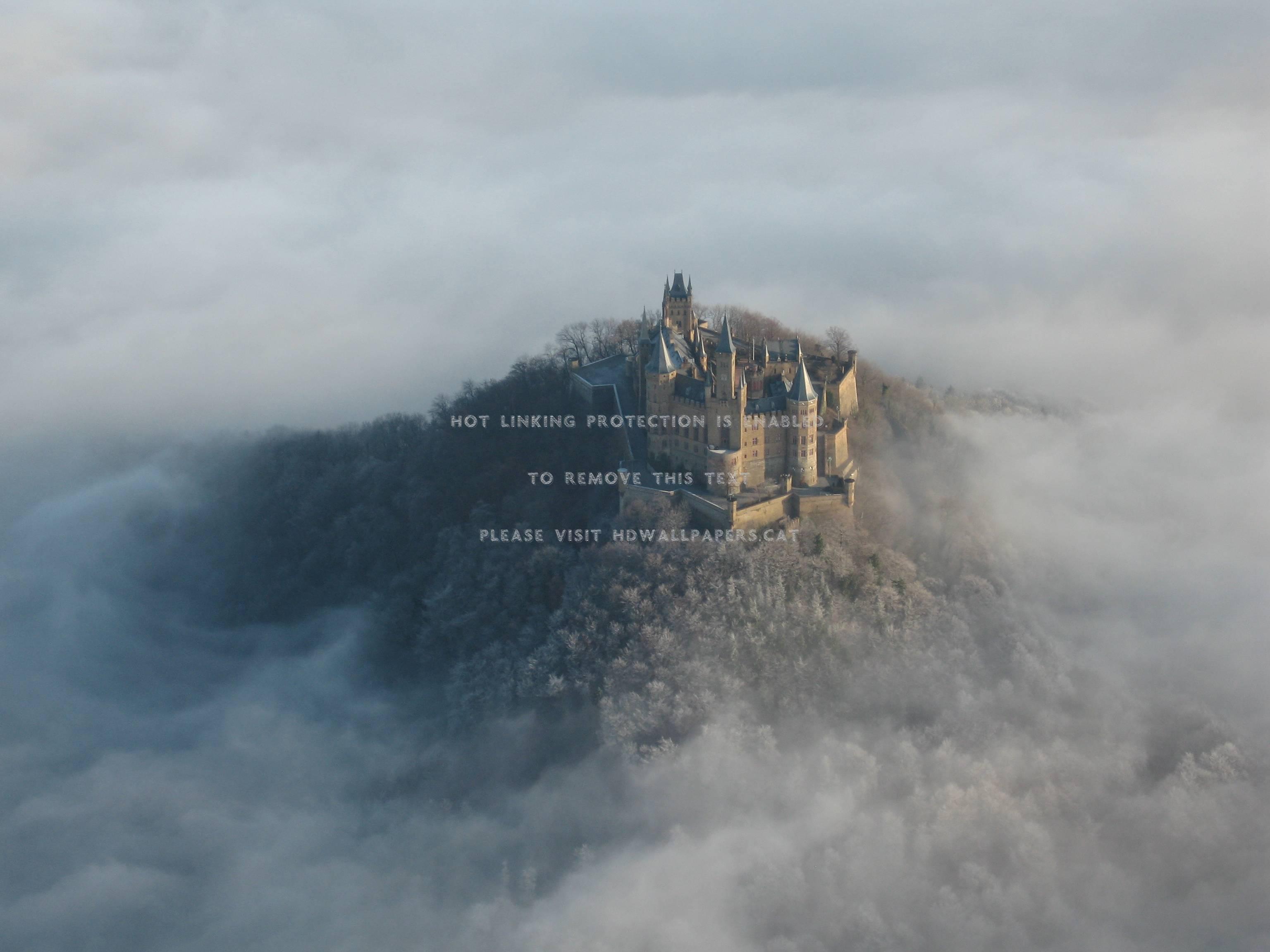 3072x2304 hohenzollern castle mountain fog middle