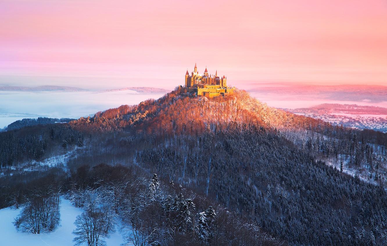 1332x850 Wallpaper Light, Fog, Morning, Germany, Hohenzollern Castle, Castle, Baden Württemberg, Hohenzollern Castle, The Top Of Mount Hohenzollern Image For Desktop, Section пейзажи