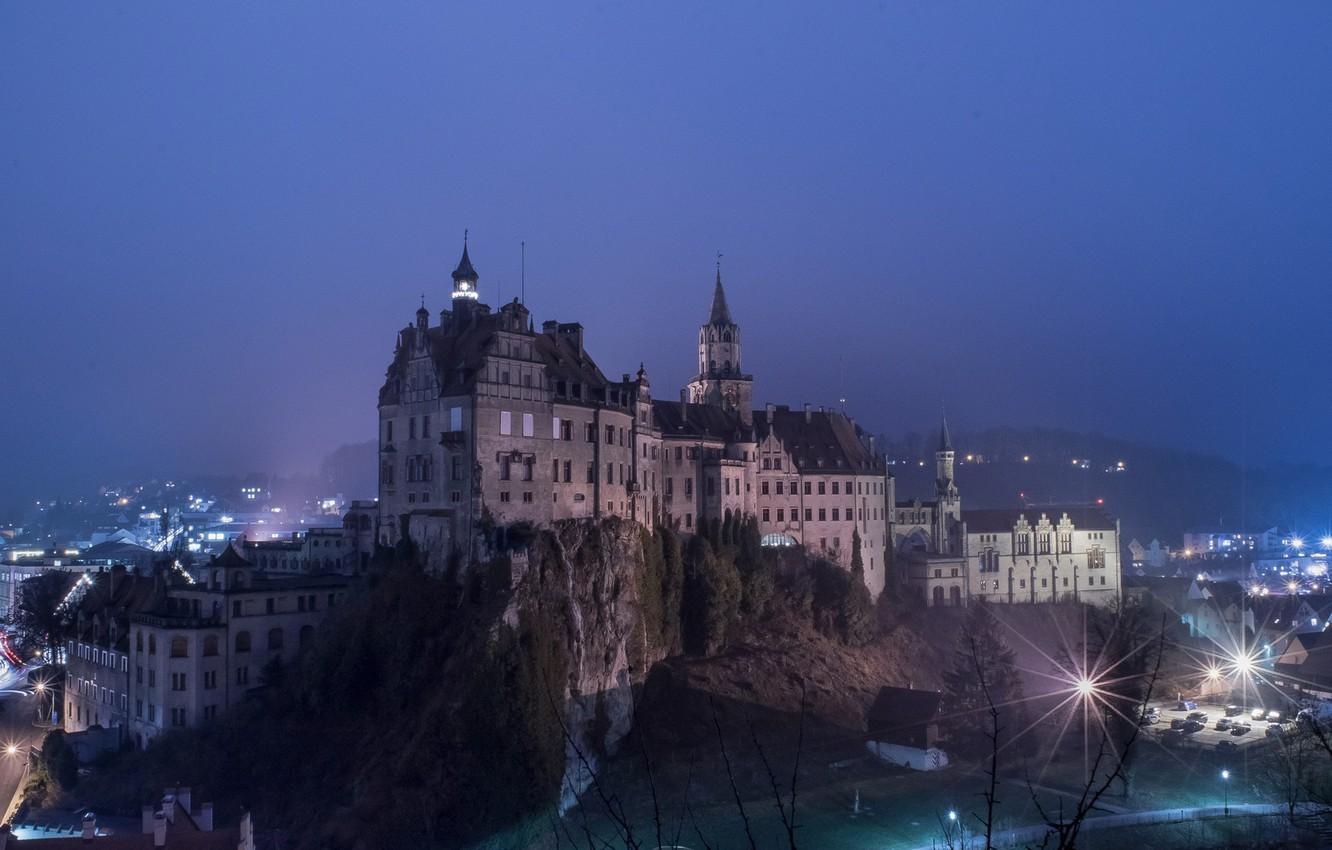 1332x850 Wallpaper night, lights, Germany, Hohenzollern Castle image for desktop, section пейзажи