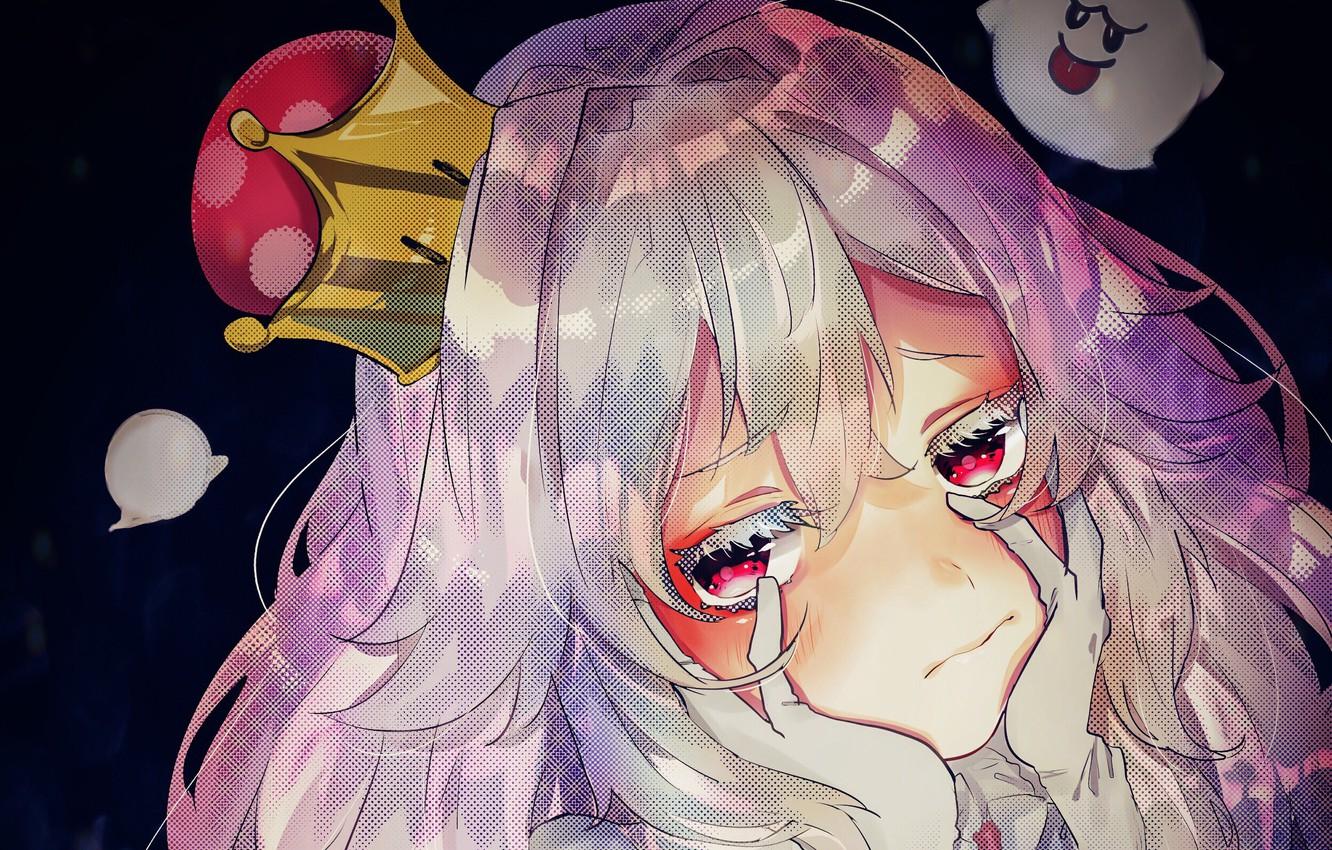 1332x850 Wallpaper girl, crown, ghosts, Mario, Princess Peach image for desktop, section игры