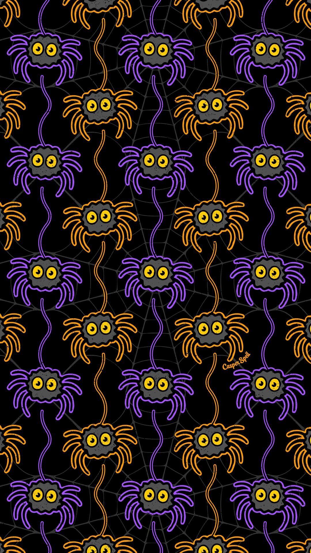 1080x1920 Cute Halloween Spider Wallpaper
