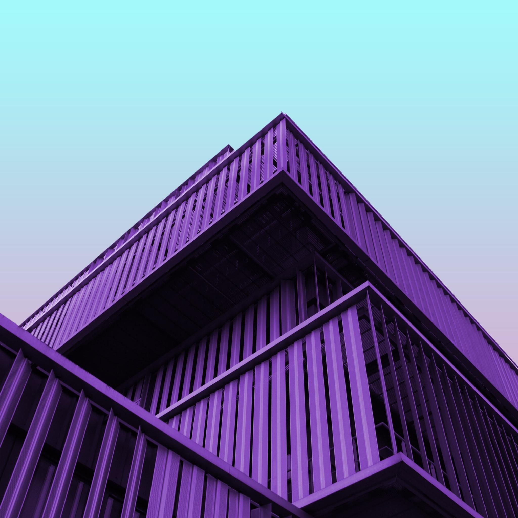 2048x2048 Modern architecture Wallpaper 4K, Contemporary, Purple, Building, Clear sky, Architecture