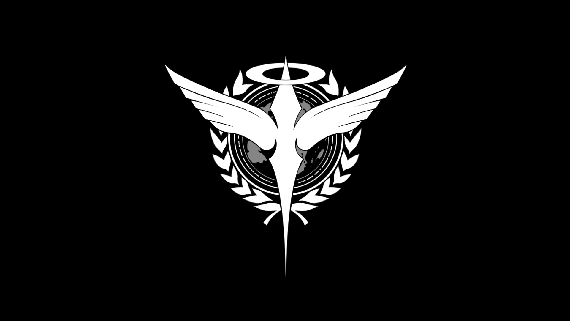 1920x1080 illustration, logo, mech, Gundam, Mobile Suit Gundam Celestial Being, wing, black and white, monochrome photography, font. Mocah HD Wallpaper