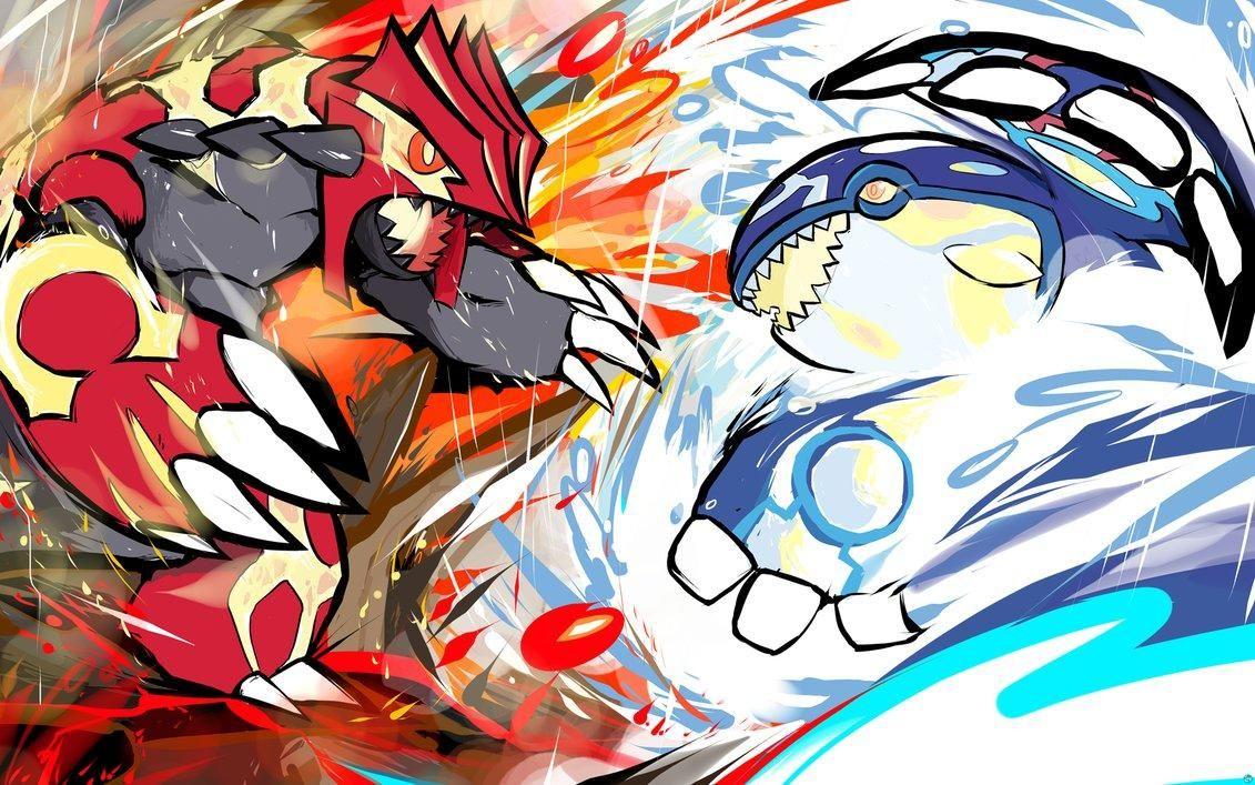 1131x707 Primal Groudon. Primal Kyogre. Pokémon. Pokemon painting, Pokemon art, Anime