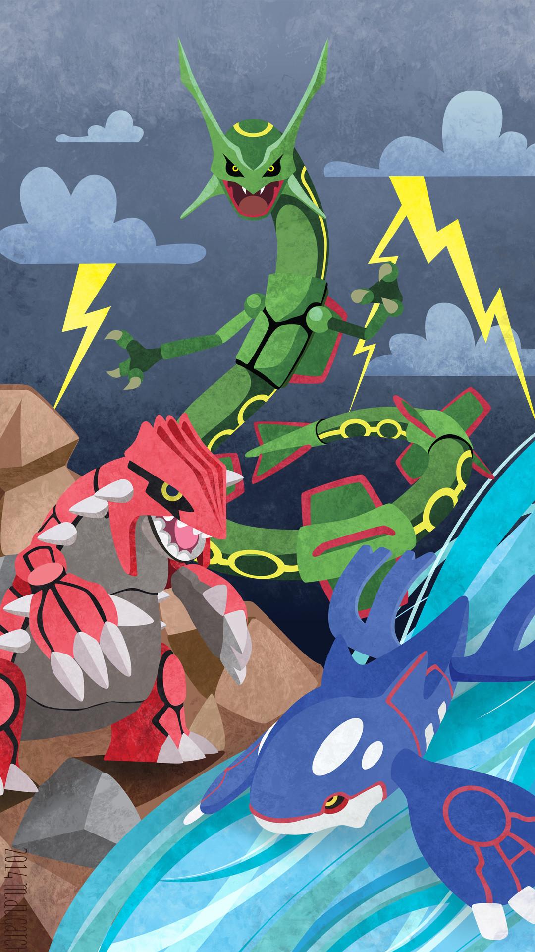 1080x1920 In honour of ORAS just around the corner, here's an amazing phone wallpaper of Groudon, Kyogre and Rayquaza: pokemon