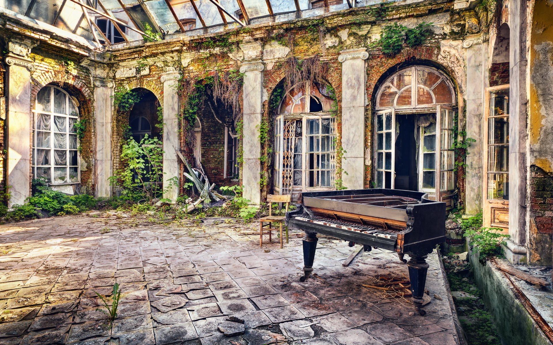 1920x1200 Download wallpaper the destroyed room, old piano, abandoned building for desktop with resolution 1920x1200. High Quality HD picture wallpaper