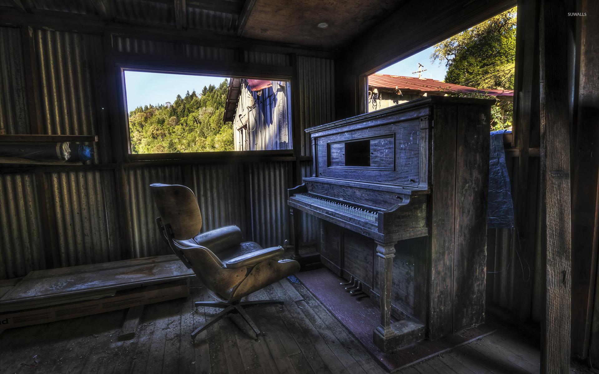 1920x1200 Chair waiting for the piano player wallpaper wallpaper