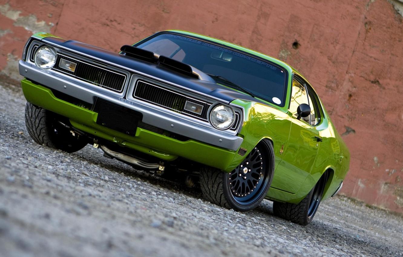 1332x850 Wallpaper machine, power, drives, Green, the front, Tuning, Usa, Muscle Car, Plymouth Duster image for desktop, section другие марки