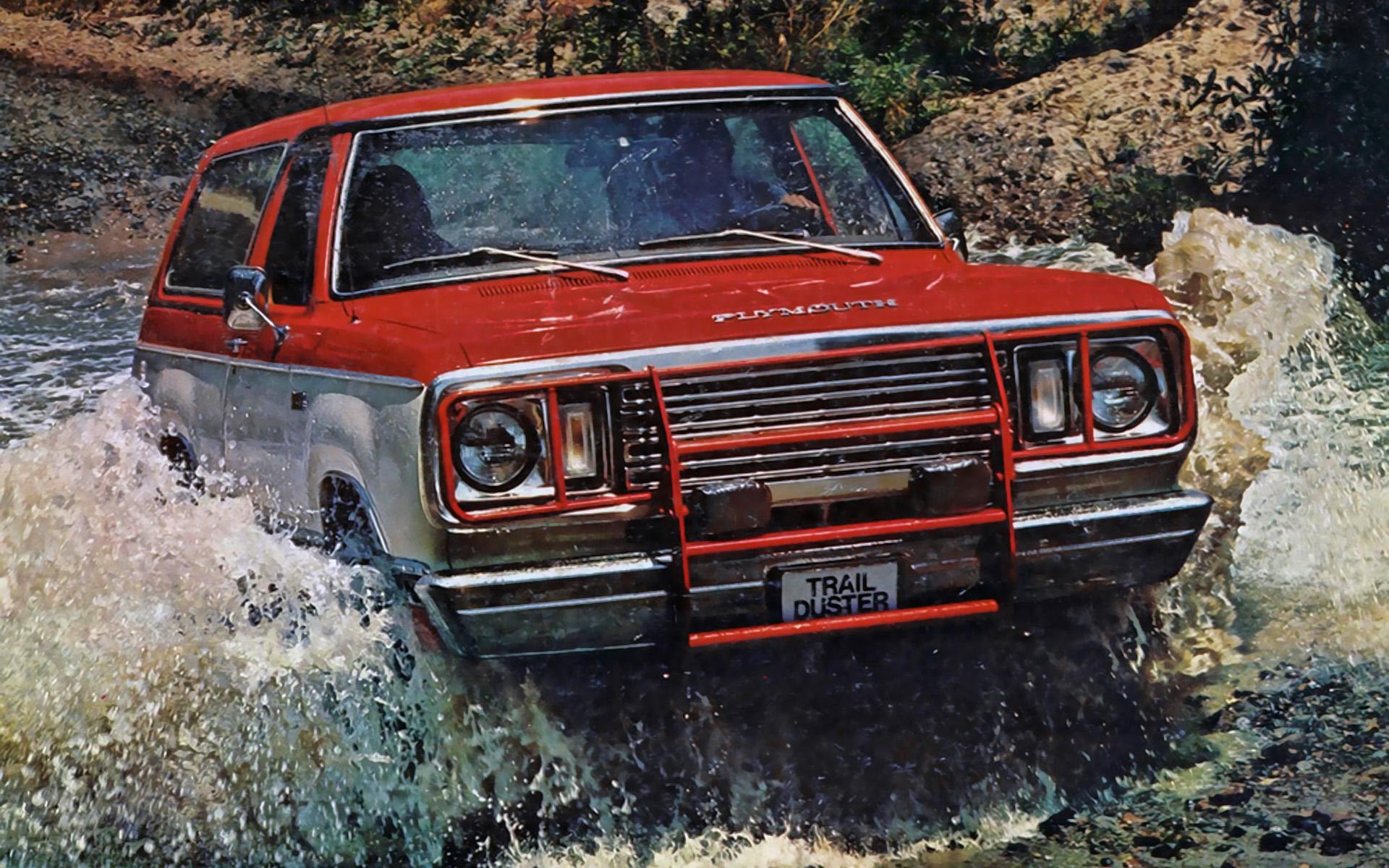 1920x1200 Download wallpaper Plymouth Trail Duster, offroad, 1977 cars, SUVs, car in river, 1977 Plymouth Trail Duster, american cars, Plymouth for desktop with resolution 1920x1200. High Quality HD picture wallpaper