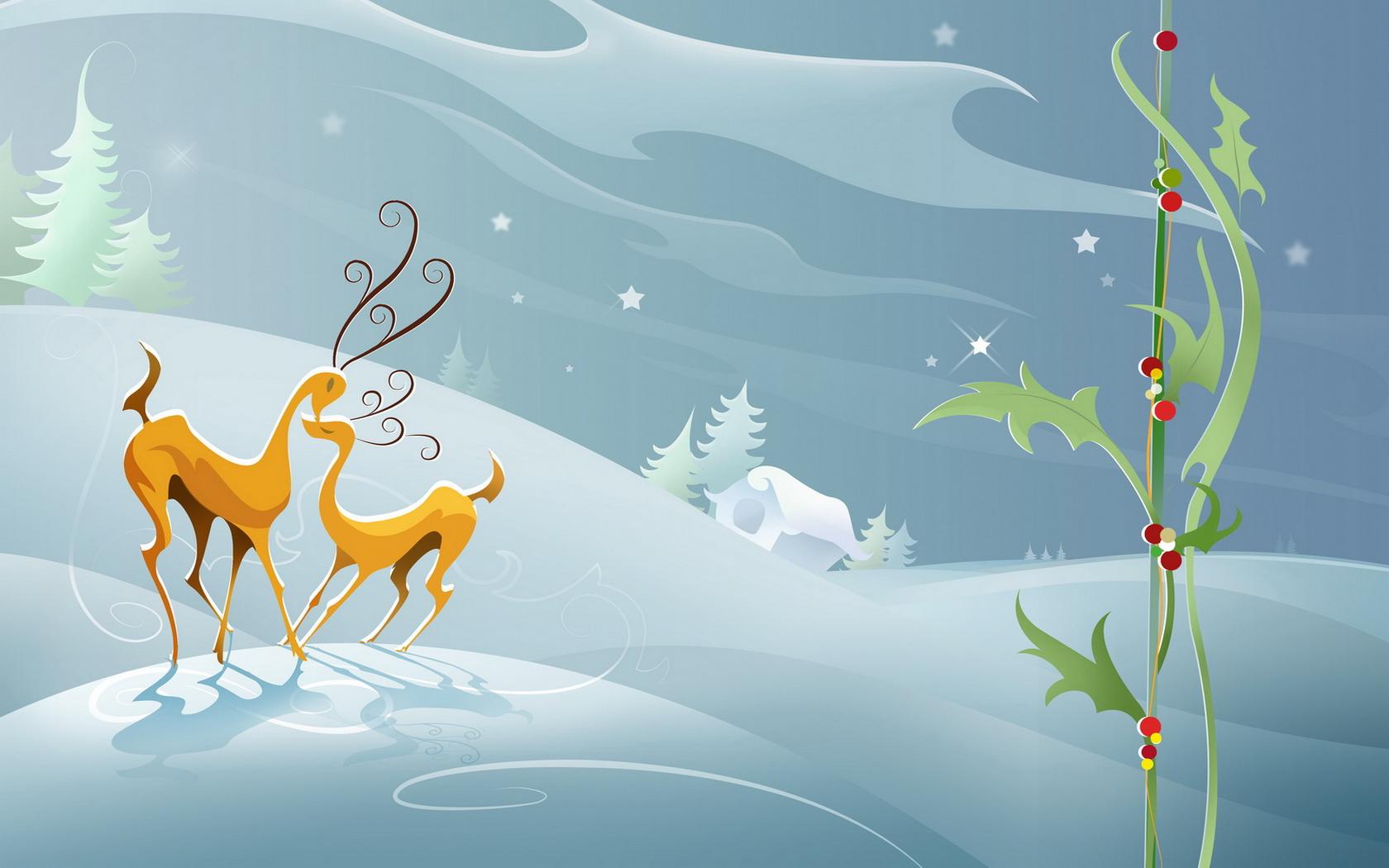 1680x1050 Reindeers love wallpaper. Reindeers love